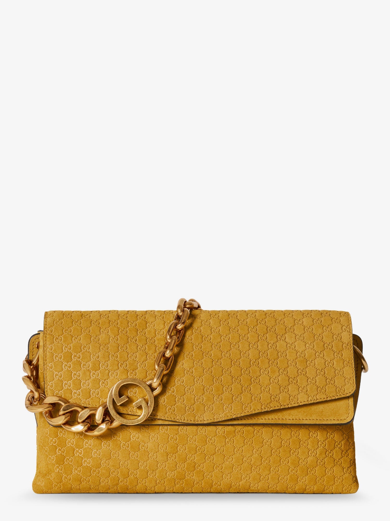 Gucci Suede Shoulder Bag With All-over Gg Motif