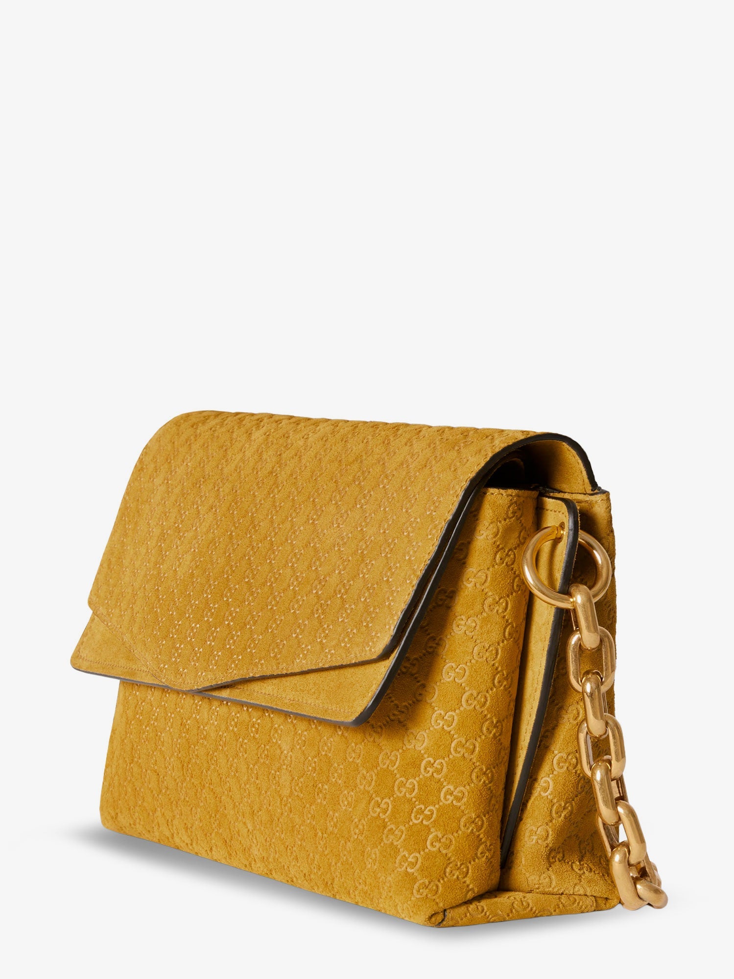 Gucci Suede Shoulder Bag With All-over Gg Motif