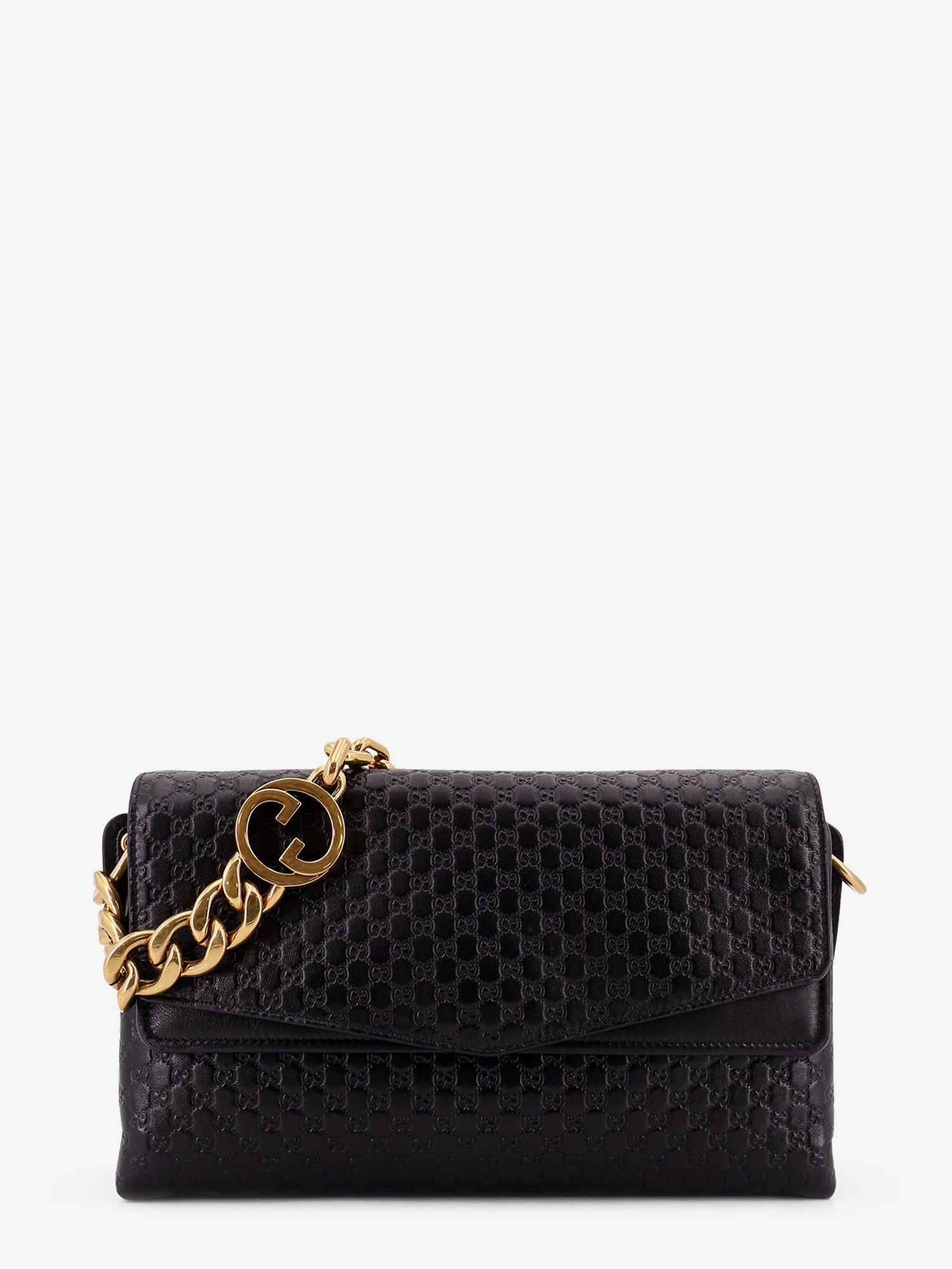 Gucci Leather Crossbody Bag With Embossed Gg Motif
