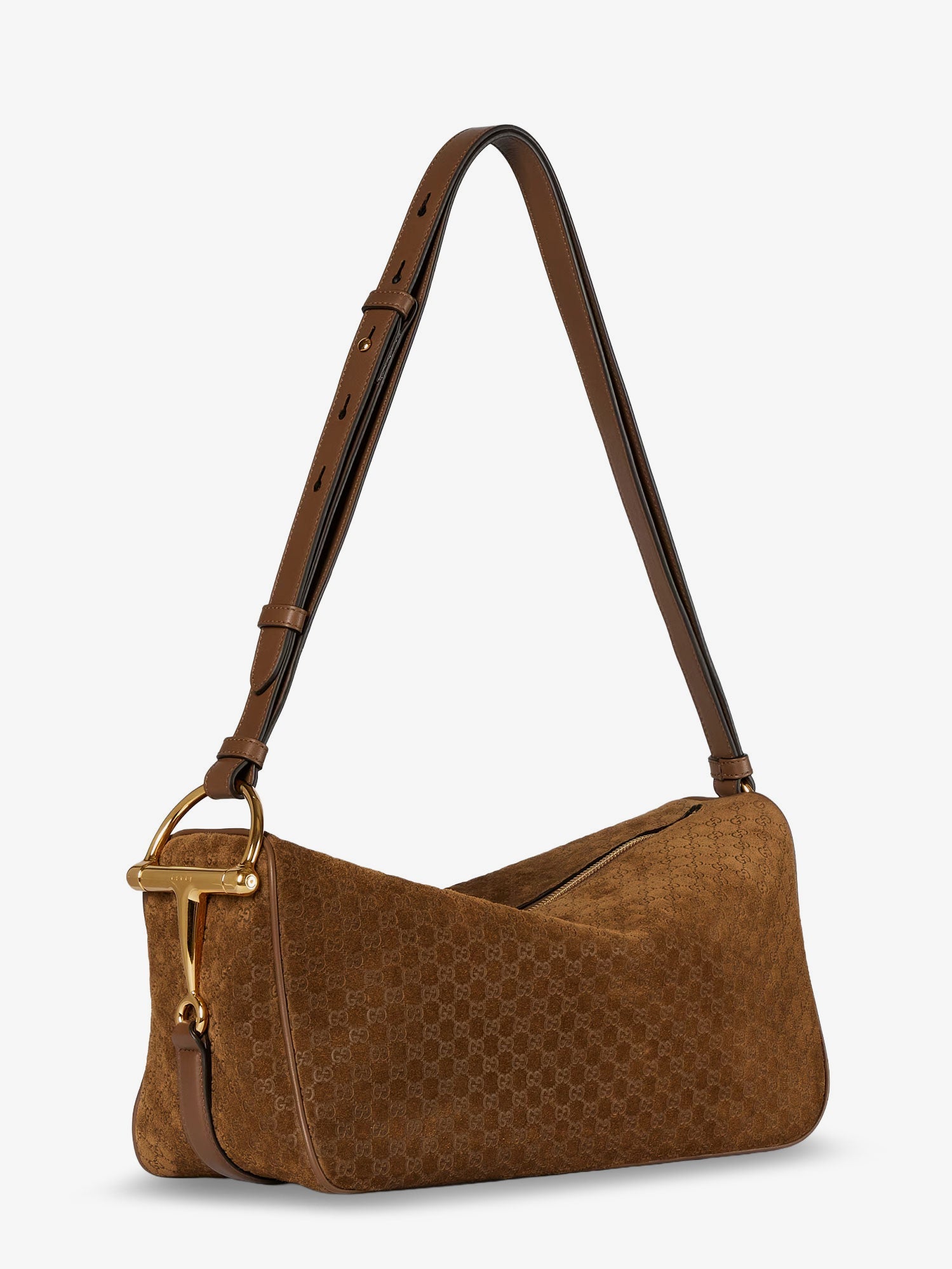 Gucci Gucci Half Horsebit Suede Shoulder Bag