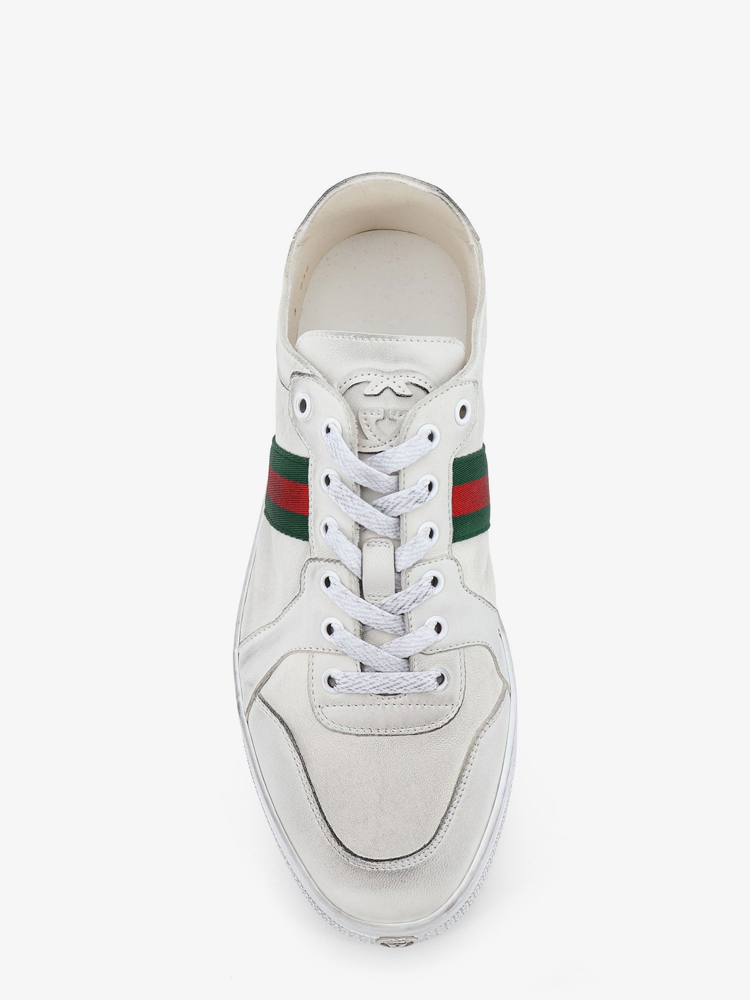 Gucci Leather Sneakers With Web Detail On The Side