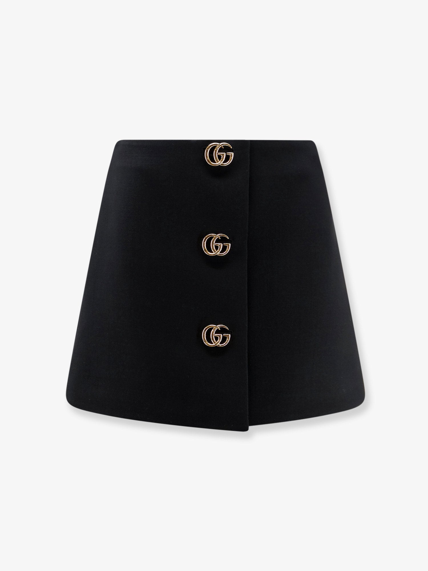 Gucci Wool Crepe Skirt With Double G Button