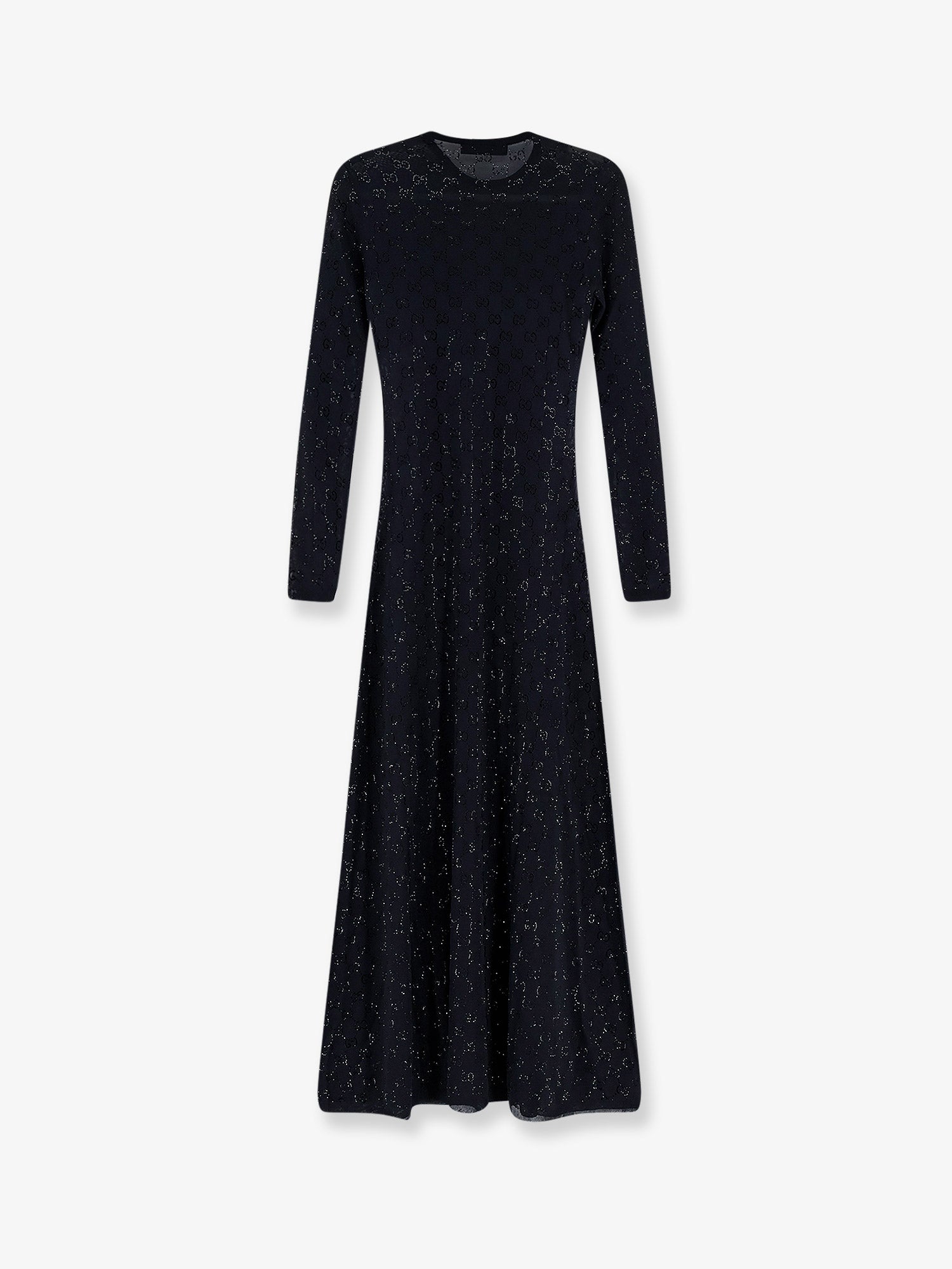 Gucci Long Viscose Dress With Gg Crystals