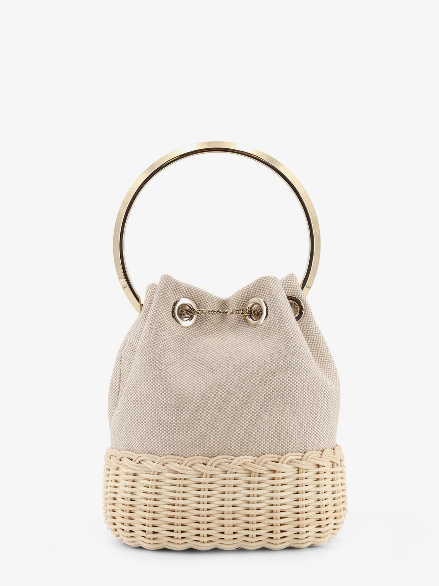 Jimmy Choo Bon Bon Raffia And Canvas Bucket Bag
