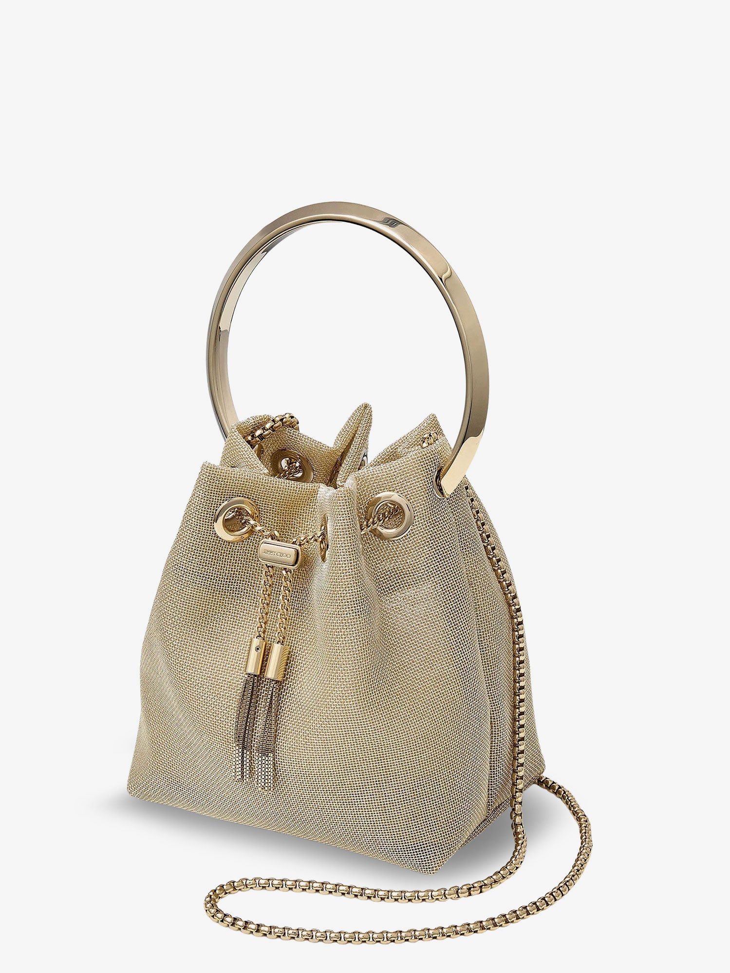 Jimmy Choo Bon Bon Metallic Mesh Bucket Bag