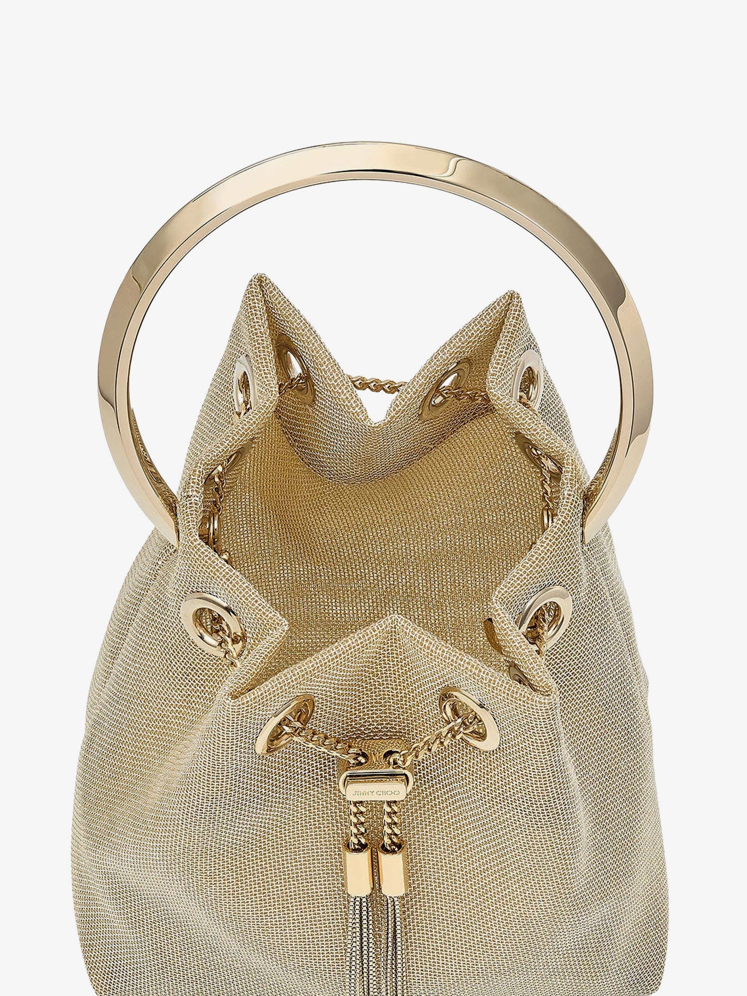 Jimmy Choo Bon Bon Metallic Mesh Bucket Bag