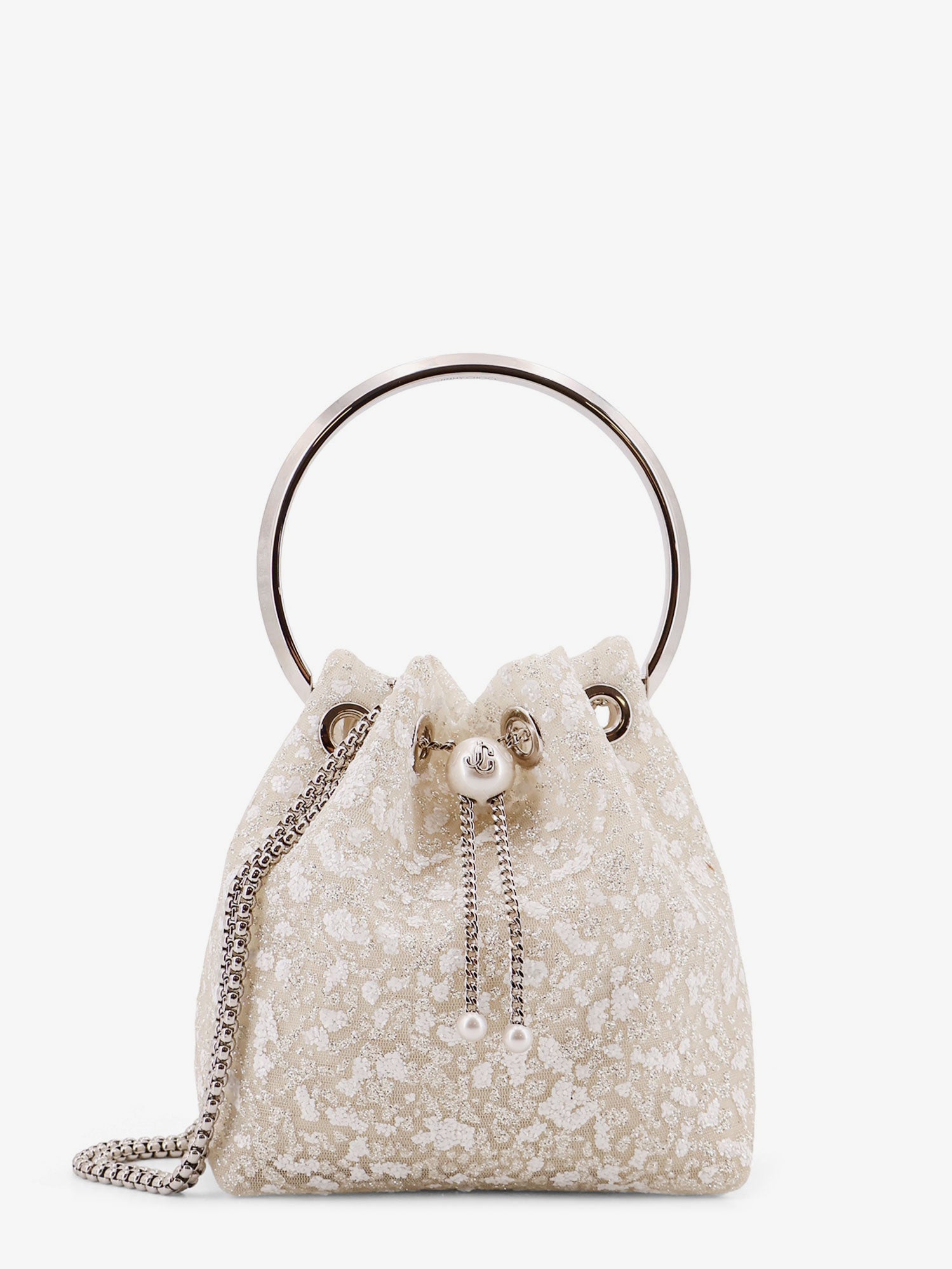 Jimmy Choo Bon Bon Mesh Bucket Bag With Micro Sequins