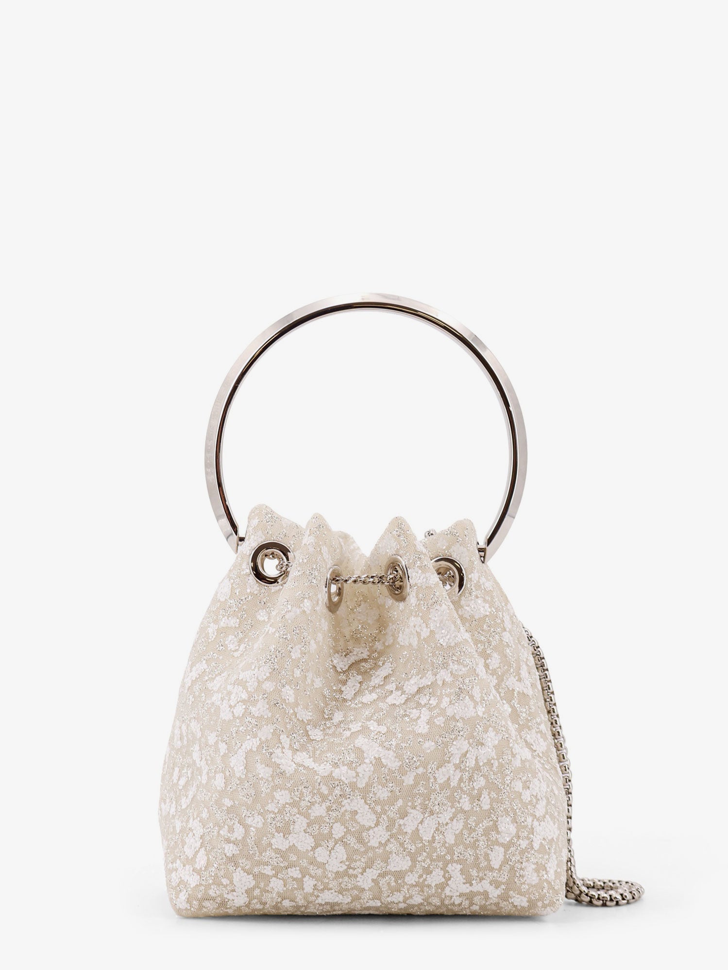 Jimmy Choo Bon Bon Mesh Bucket Bag With Micro Sequins