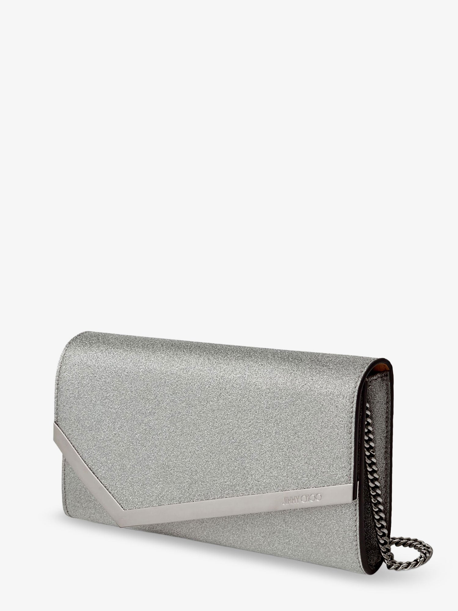 Jimmy Choo Emmie Leather Clutch In With Glitter Effect