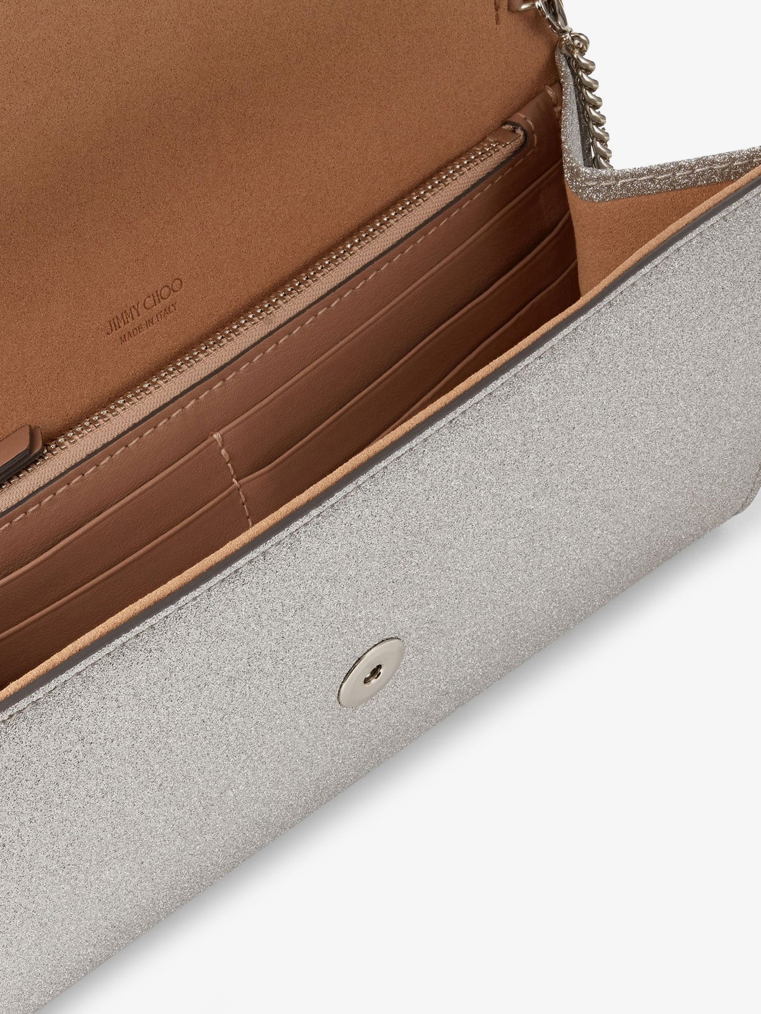 Jimmy Choo Emmie Leather Clutch In With Glitter Effect