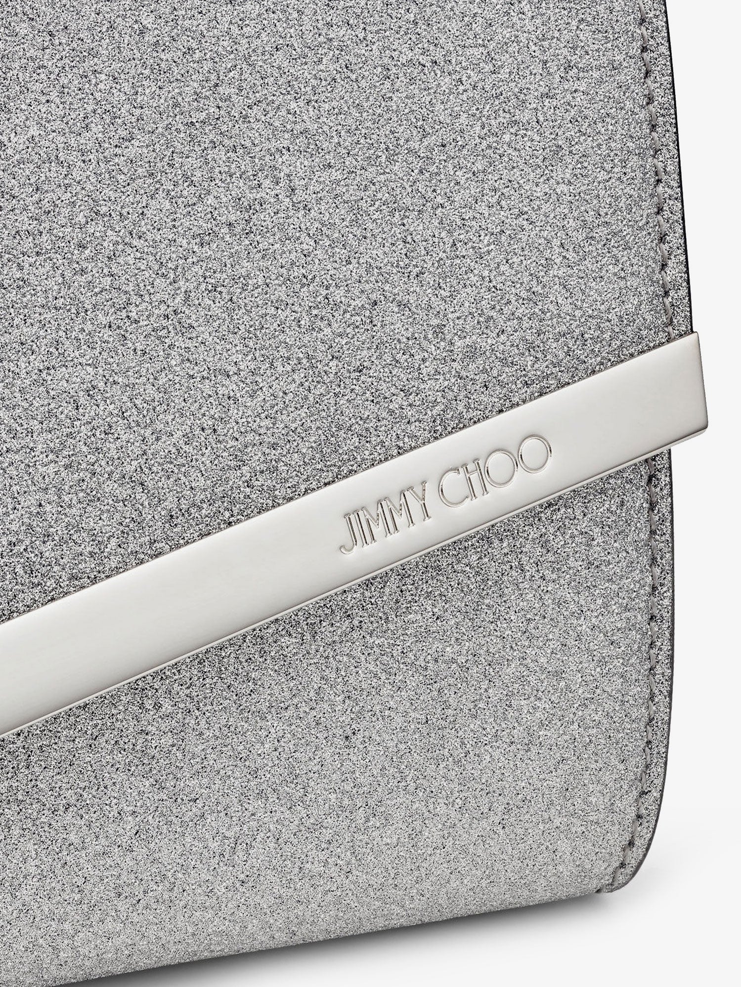 Jimmy Choo Emmie Leather Clutch In With Glitter Effect