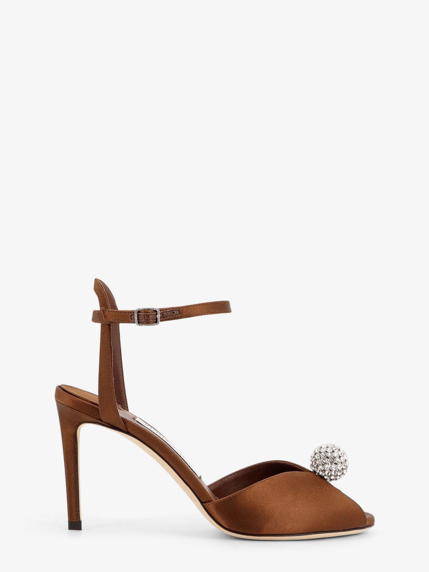 Jimmy Choo Sacora Satin Sandals With Crystal Detail
