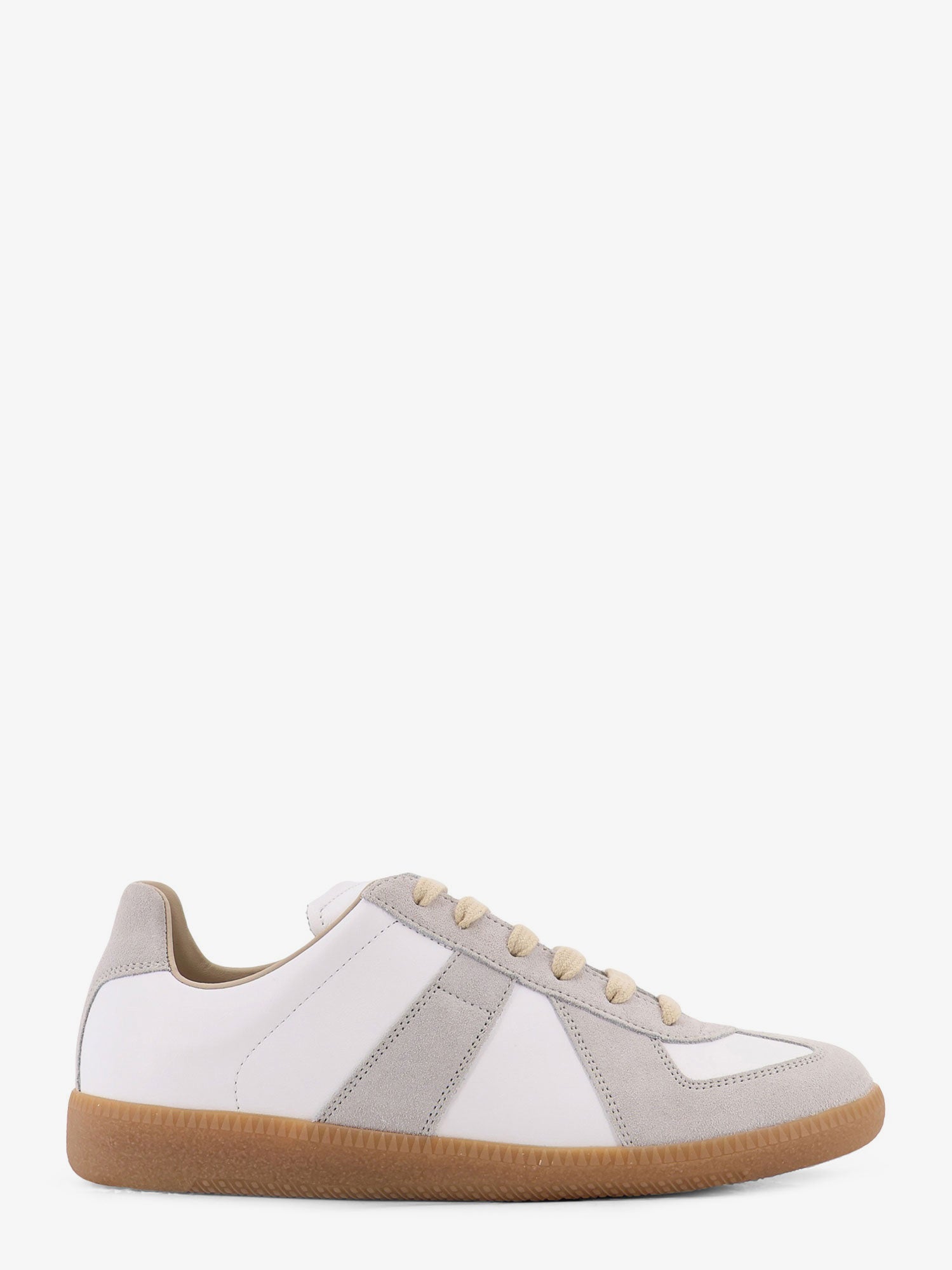 Maison Margiela Replica Low-top Leather Sneakers With Suede Inserts