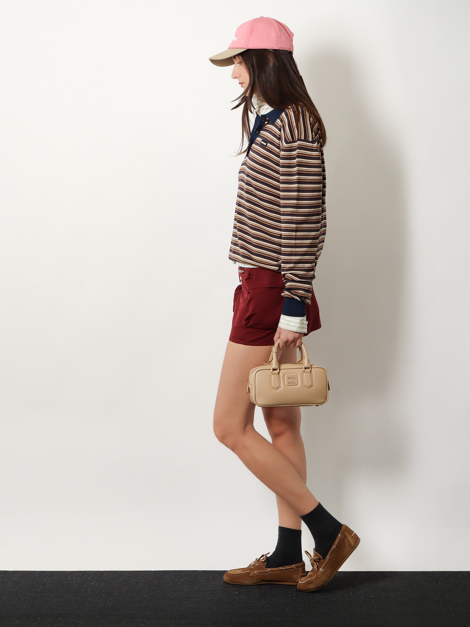 Miu Miu Arcadie Leather Crossbody Bag With Lettering Logo On The Front