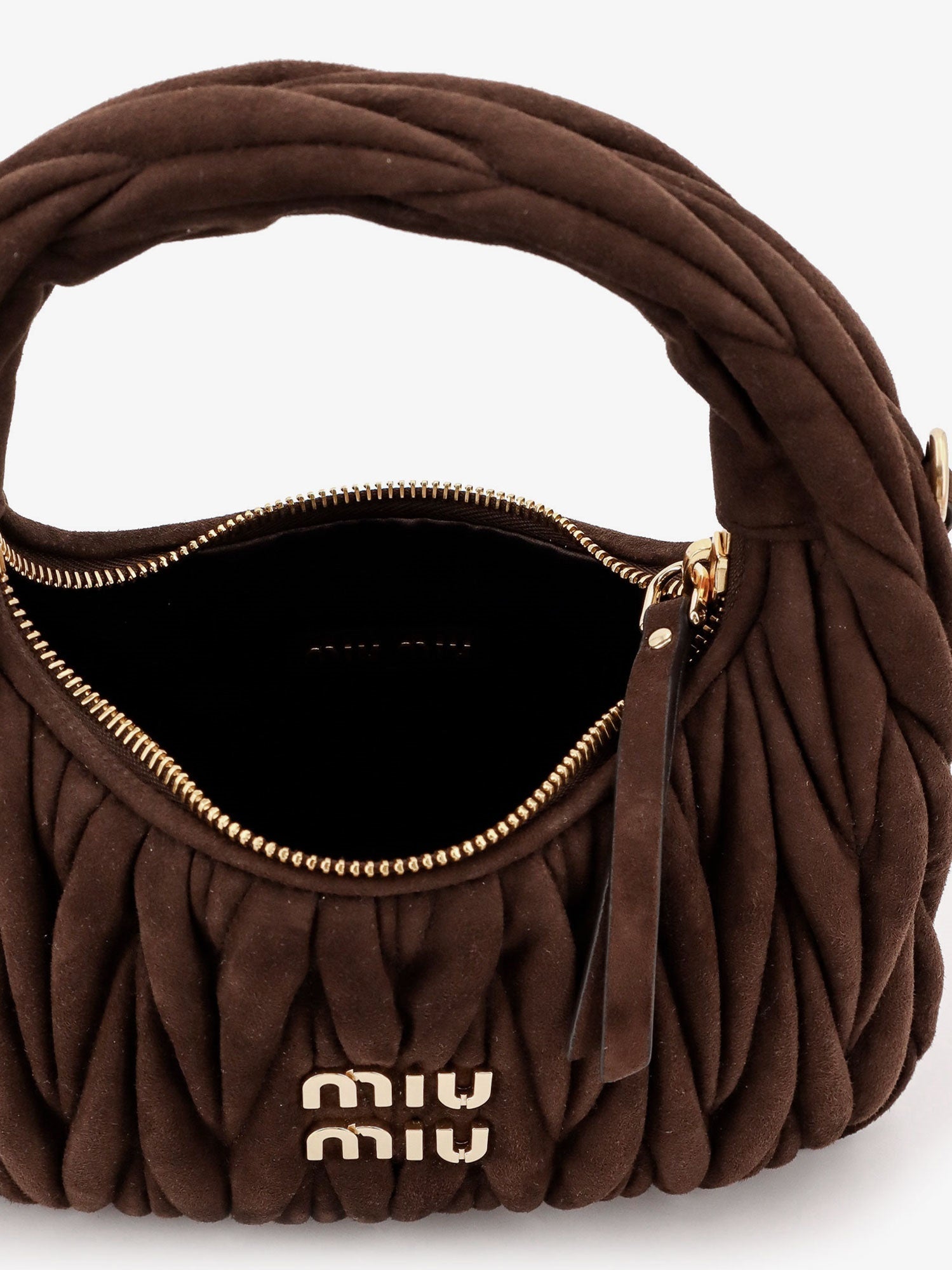 Miu Miu Wander Matelassé Suede Crossbody Bag