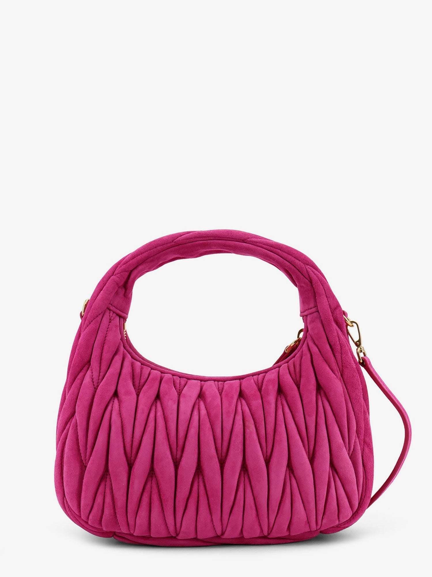 Miu Miu Wander Matelassé Suede Shoulder Bag