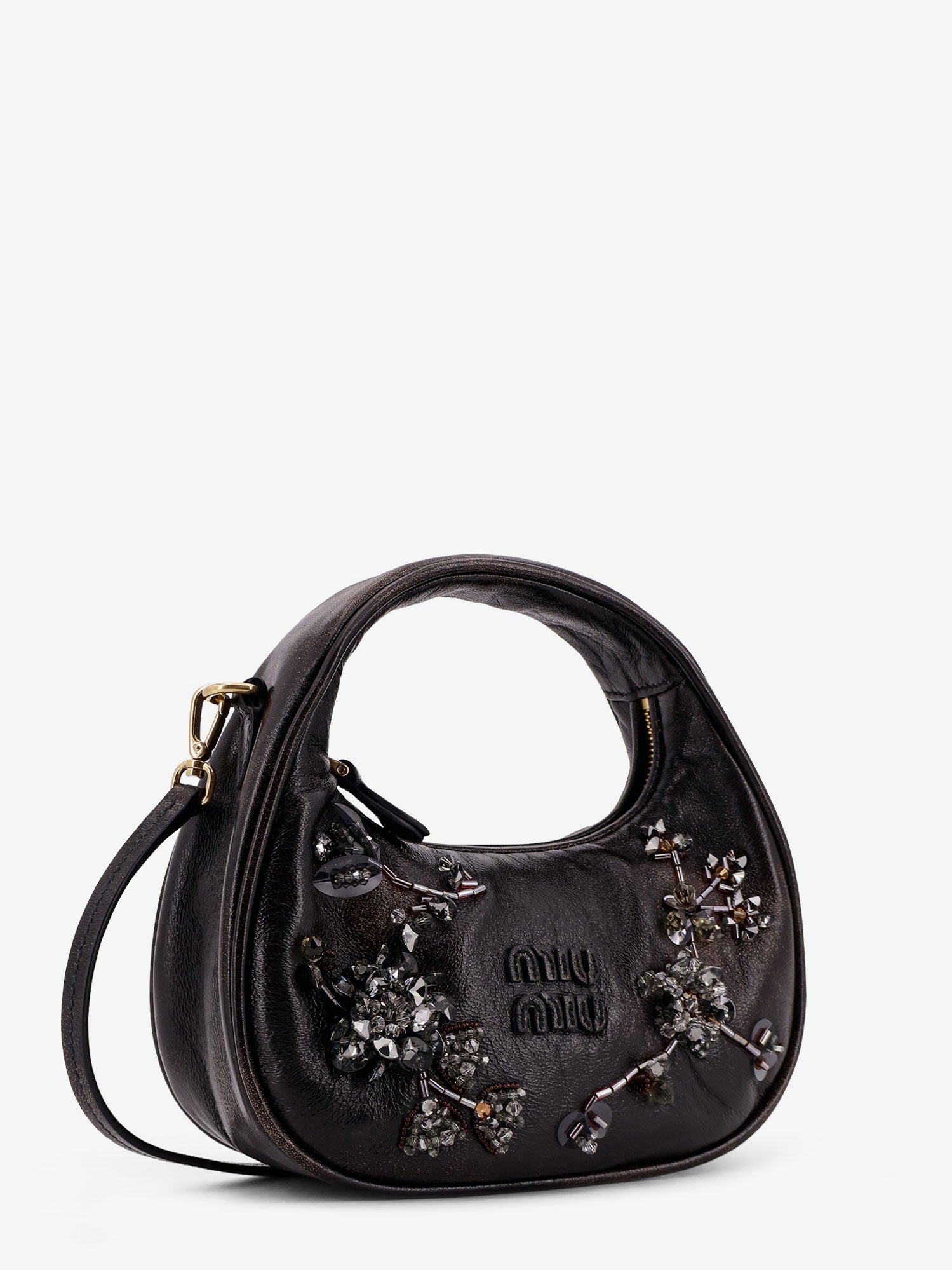 Miu Miu Wander Leather Mini Crossbody Bag With Embroidery