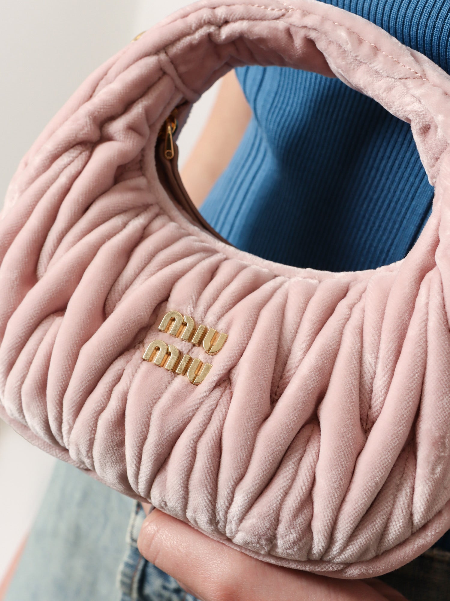 Miu Miu Wander Matelassé Velvet Mini Crossbody Bag