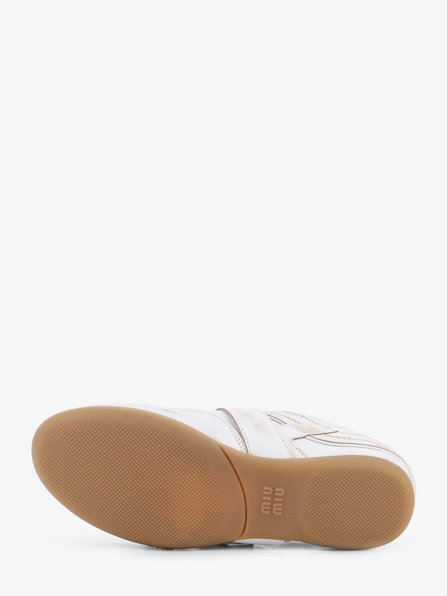 Miu Miu Used-effect Leather Sneakers With Metal Buckle Detail