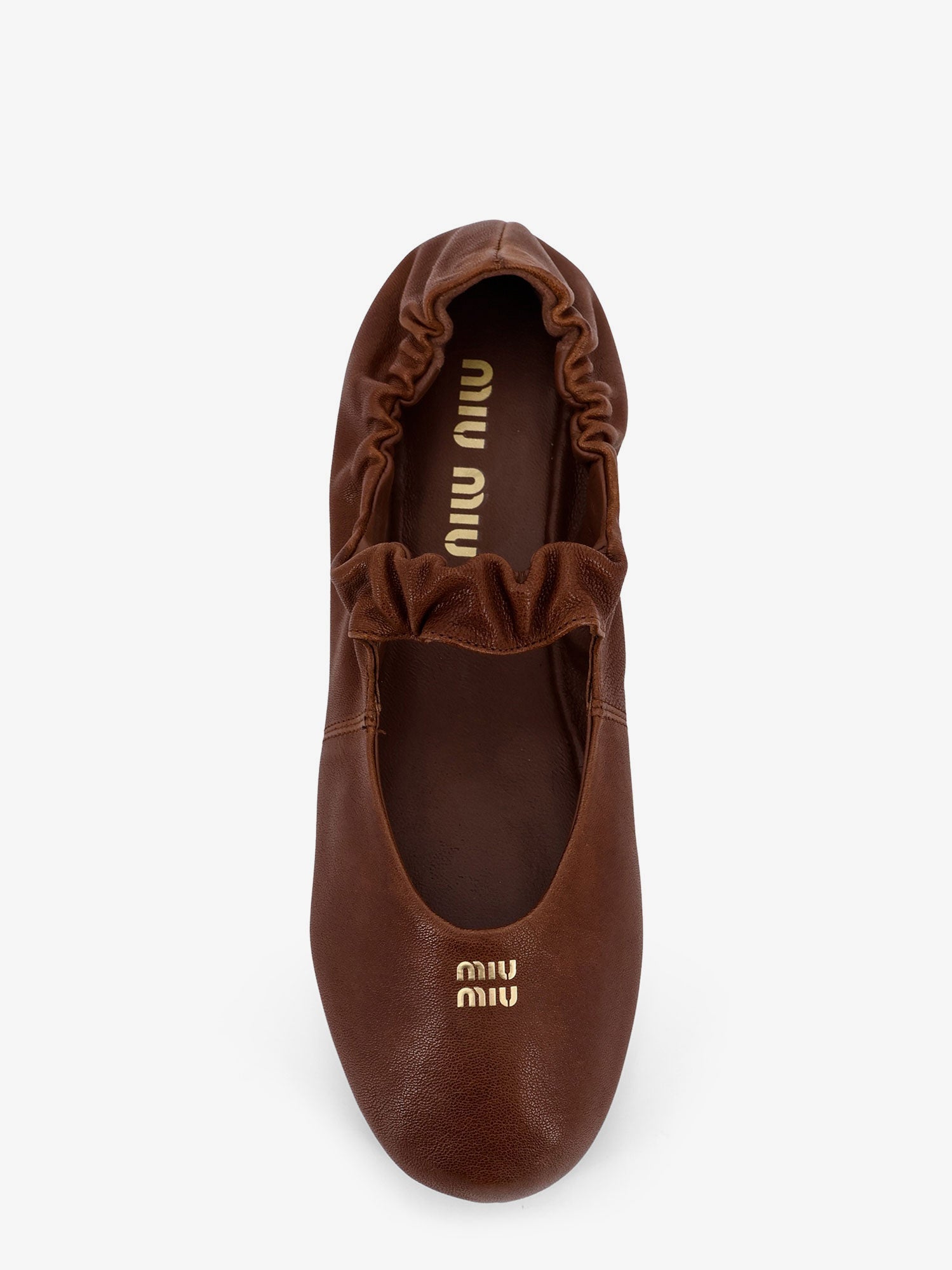 Miu Miu Ruches Leather Ballerinas