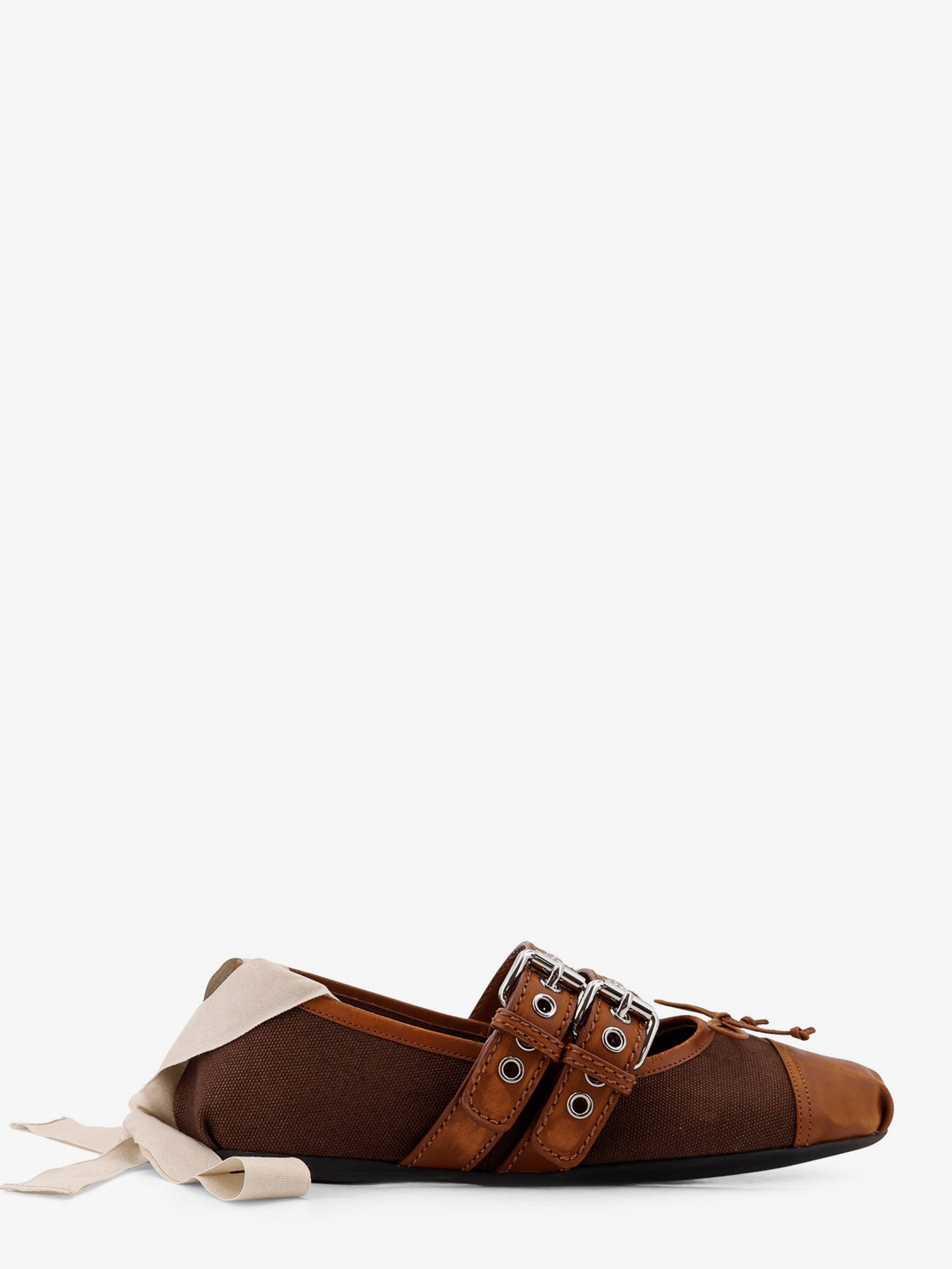 Miu Miu Canvas And Leather Blend Ballerinas