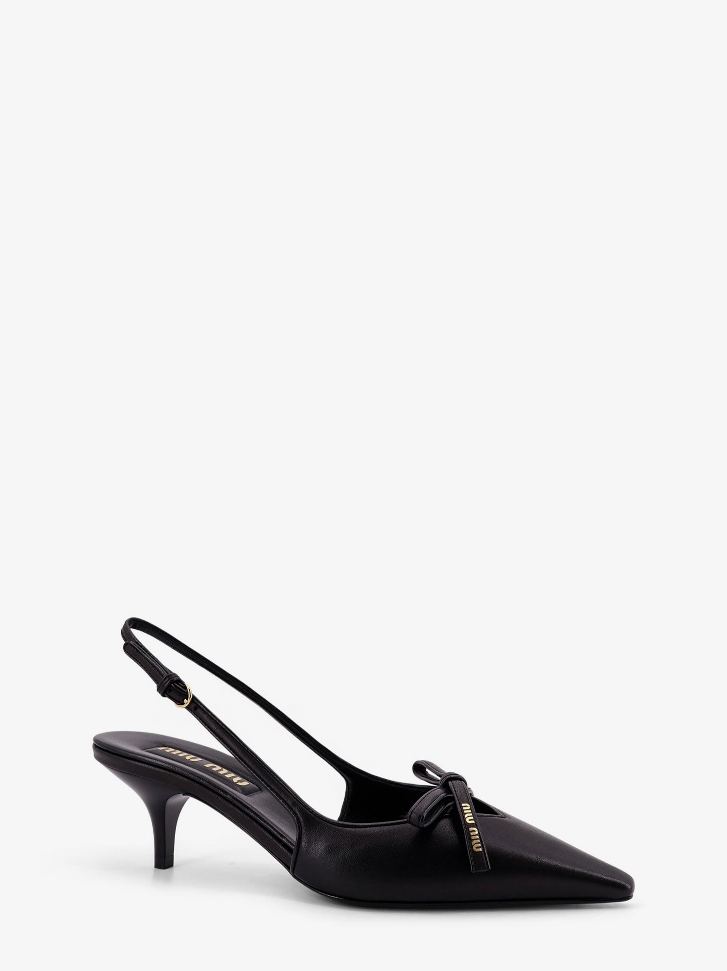 Miu Miu Leather Décolleté With Logo Bow Detail