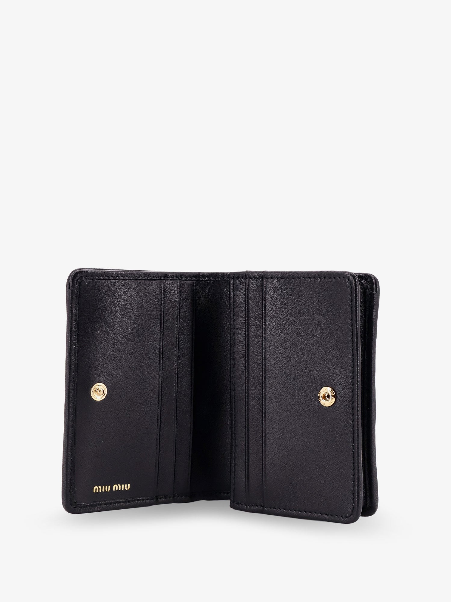 Miu Miu Quilted Leather Wallet With Lettering Logo On The Front