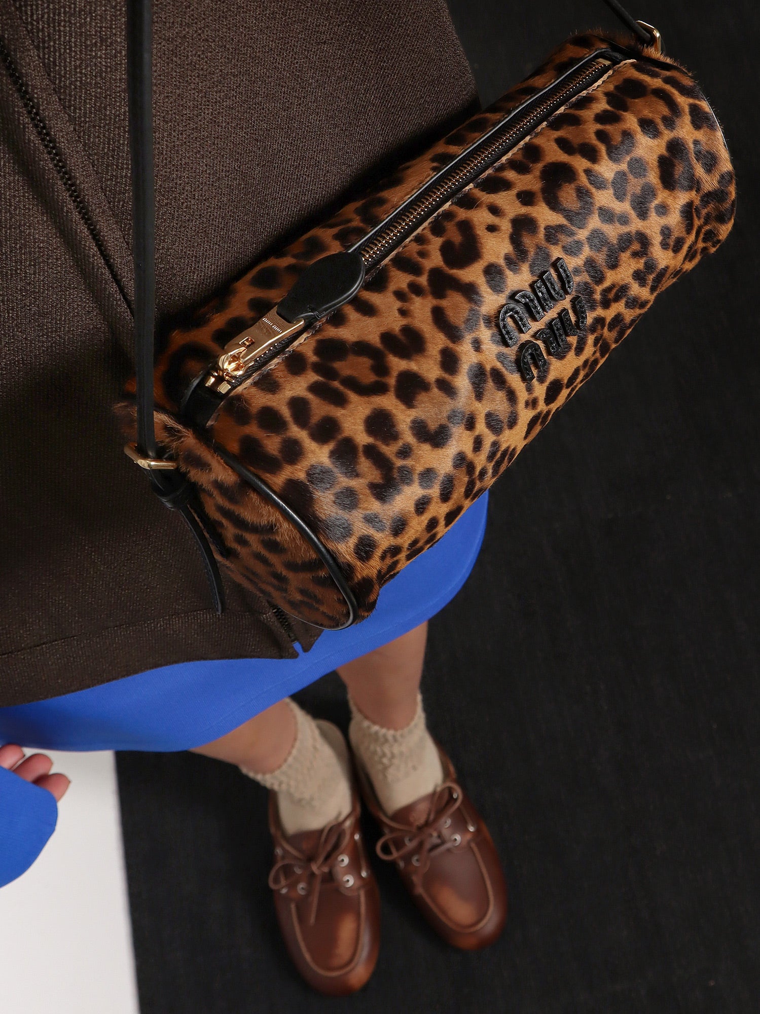 Miu Miu Pouch Leather Bag With Animal Print