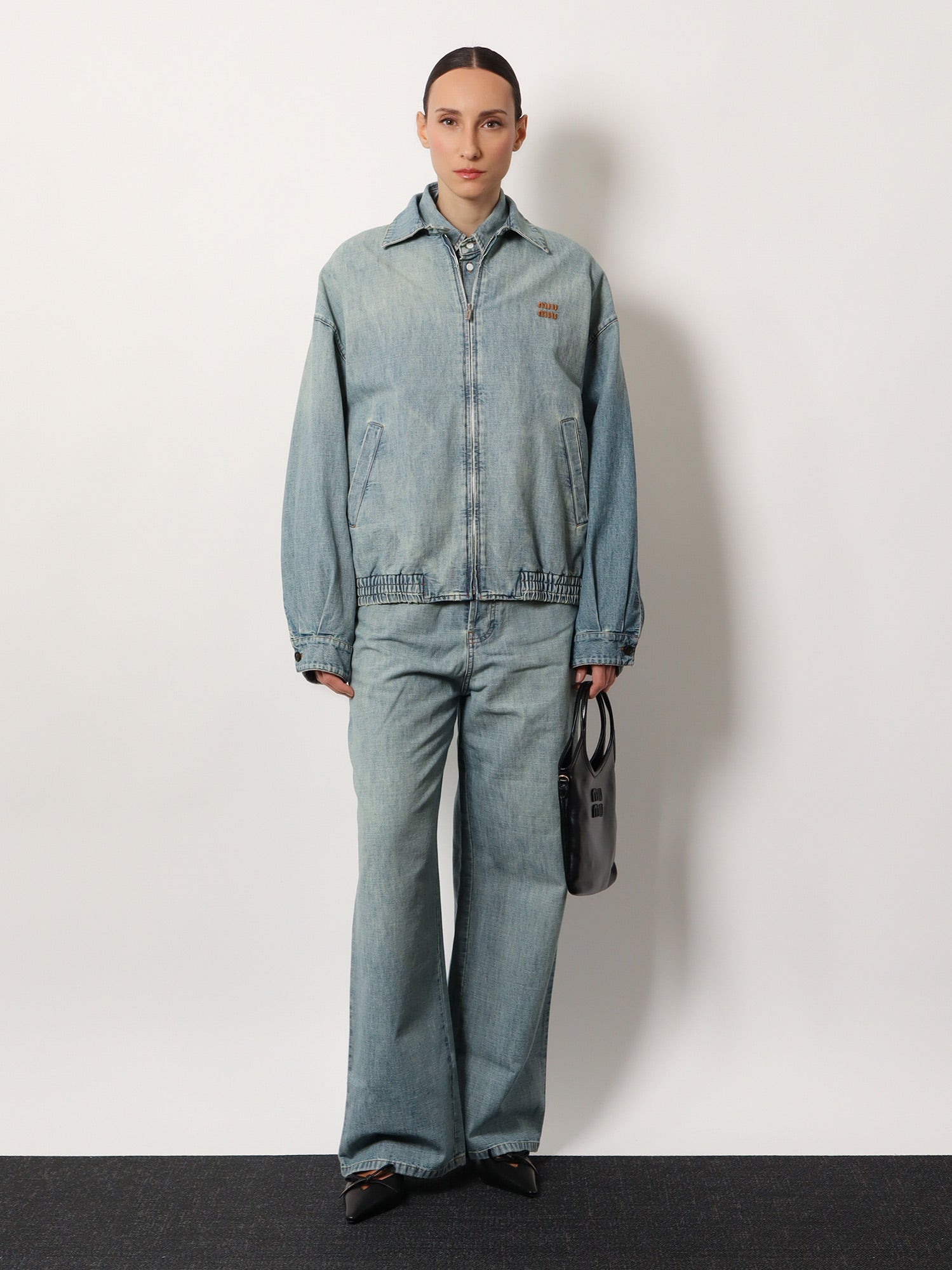 Miu Miu Denim Jacket With Miu Miu Embroidery