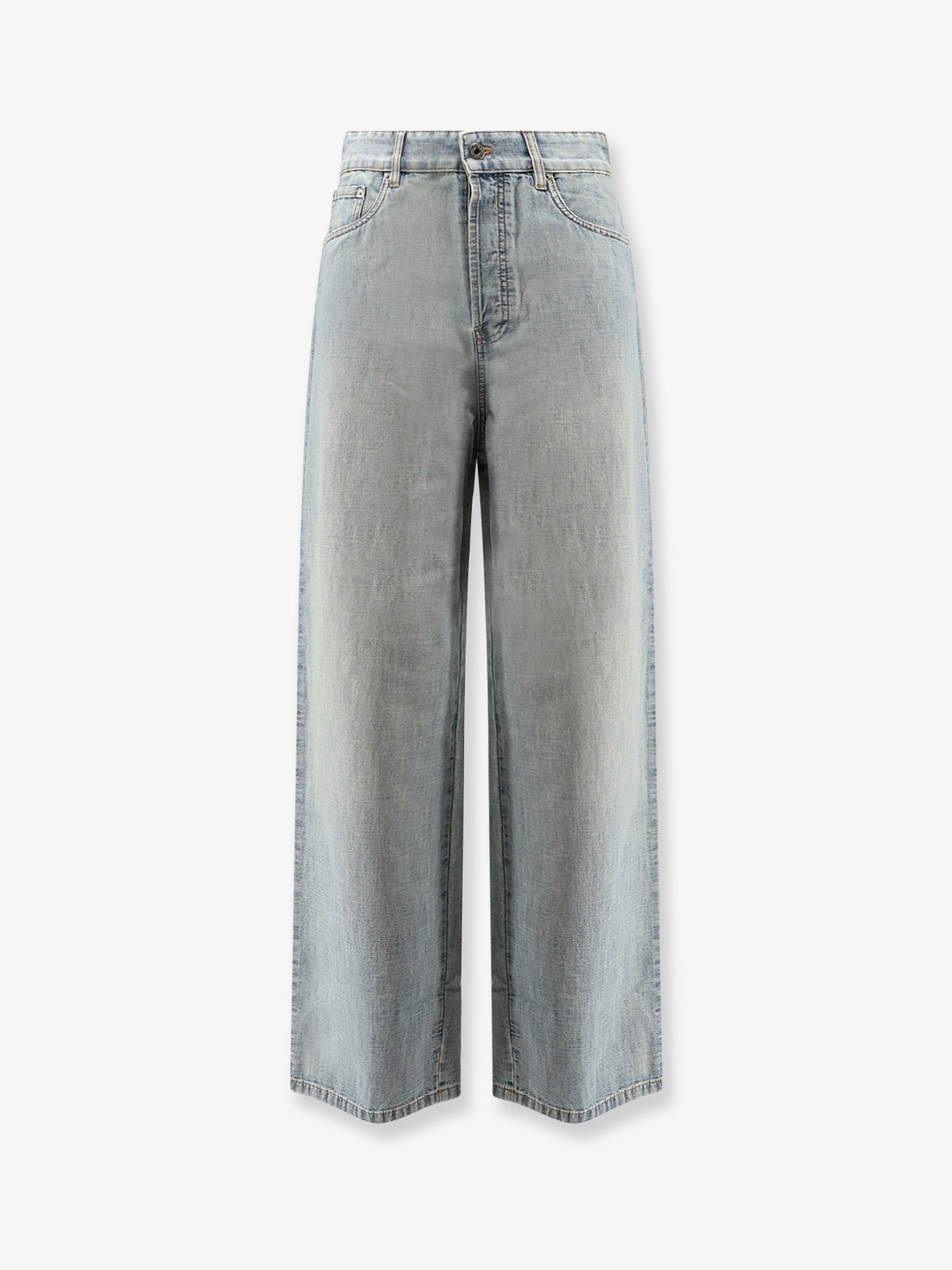 Miu Miu Cotton Jeans With Logo Lettering Embroidery