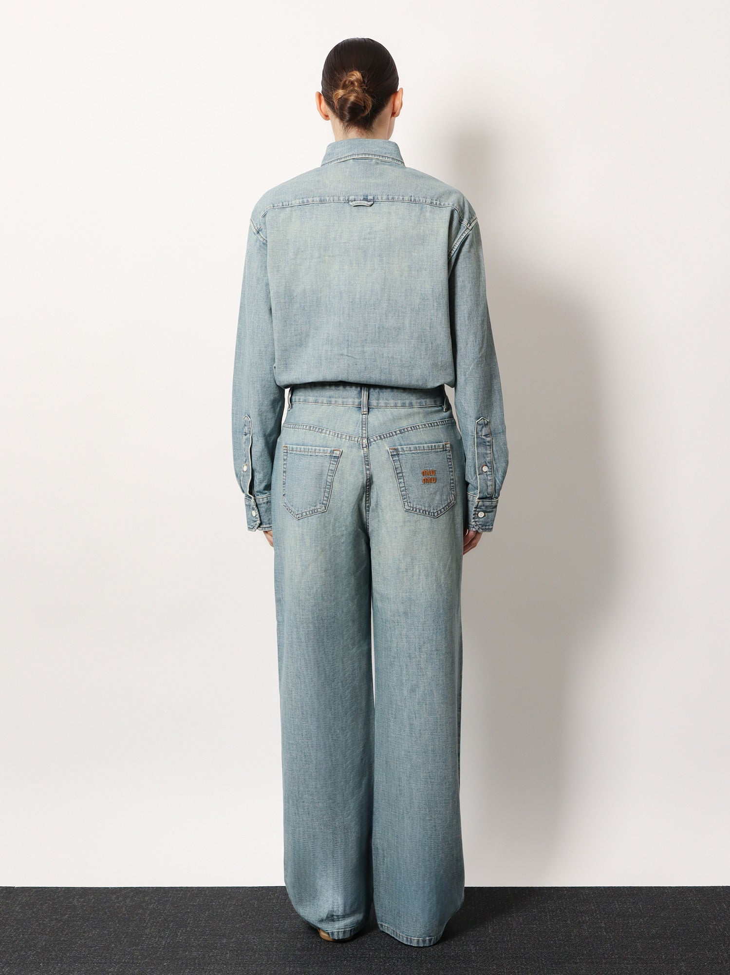 Miu Miu Cotton Jeans With Logo Lettering Embroidery