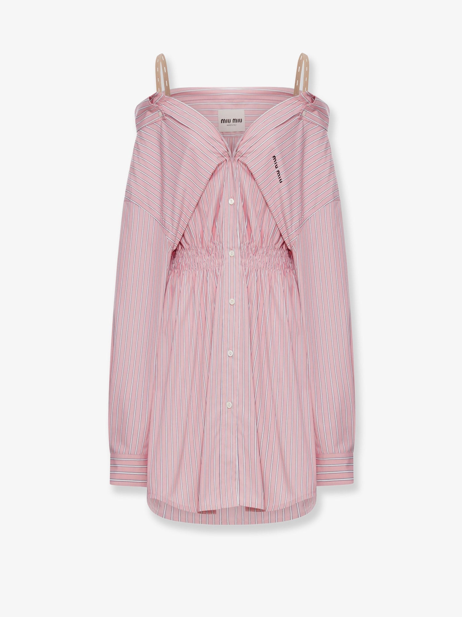 Miu Miu Striped Cotton Shirt Dress