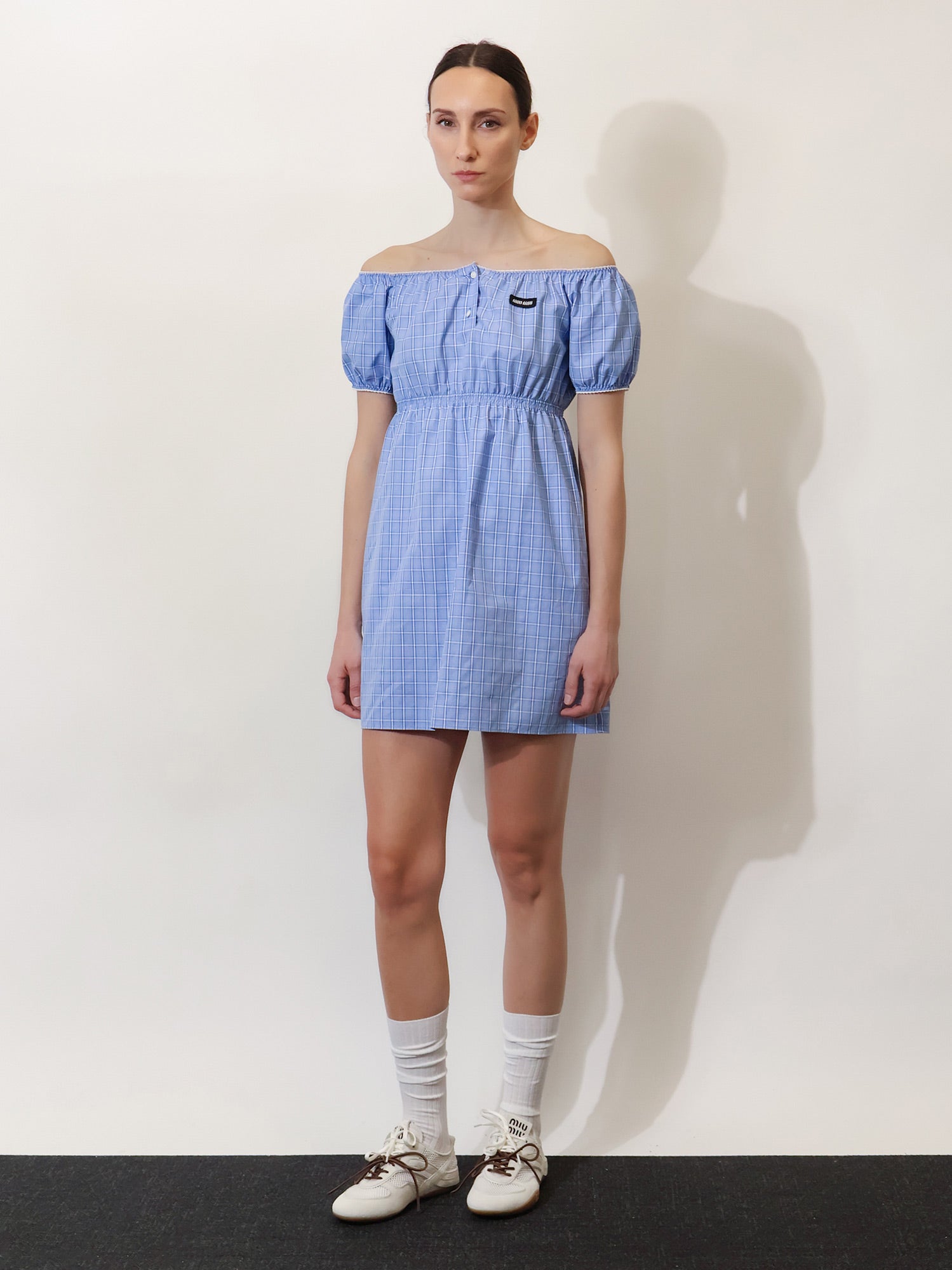 Miu Miu Madras Cotton Mini Dress