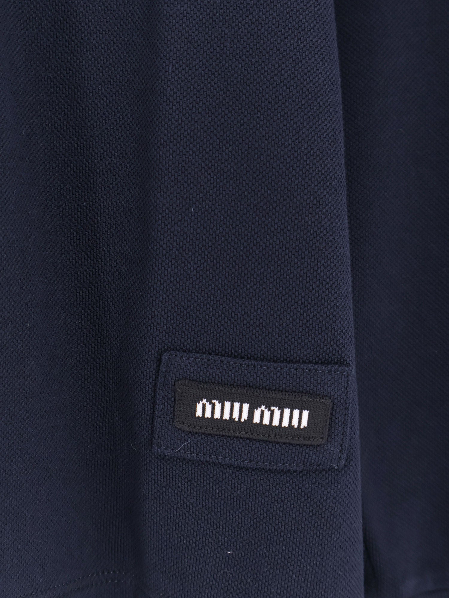 Miu Miu Cotton Polo Shirt With Asymmetric Metal Zip Detail