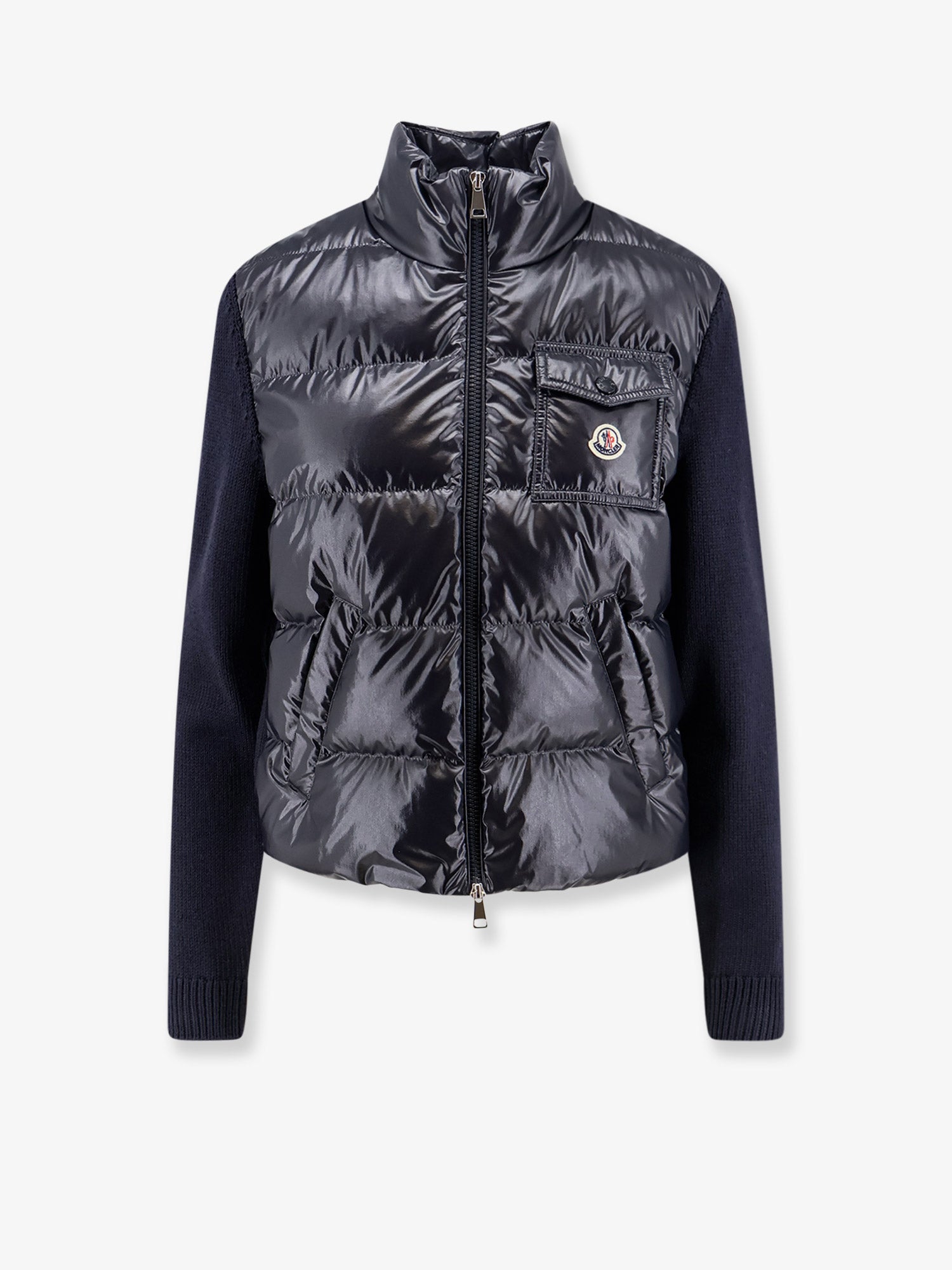 Moncler Down Jacket With Virgin Wool Inserts