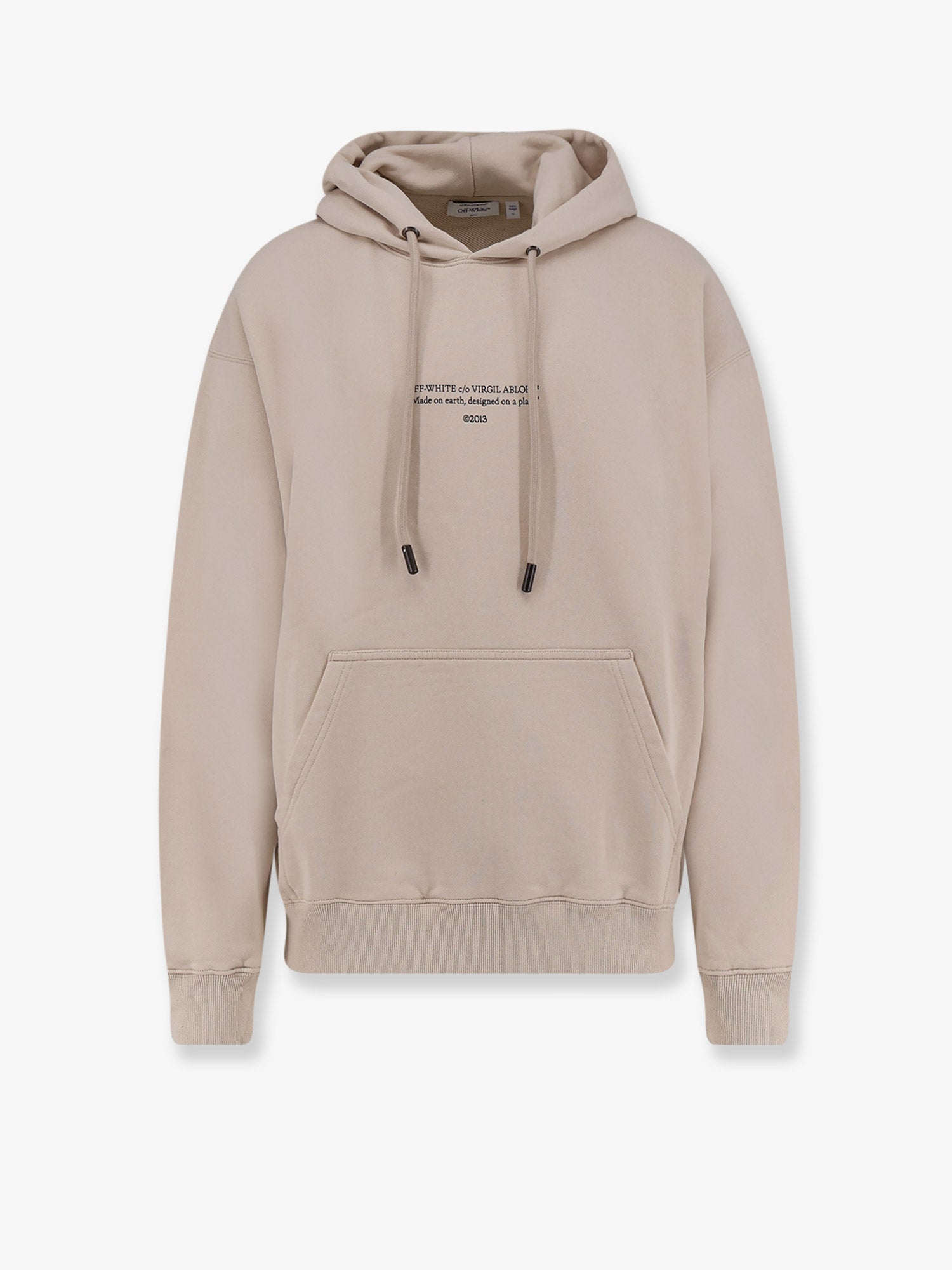 Off-White Cotton Sweatshirt With Frontal Logo Print