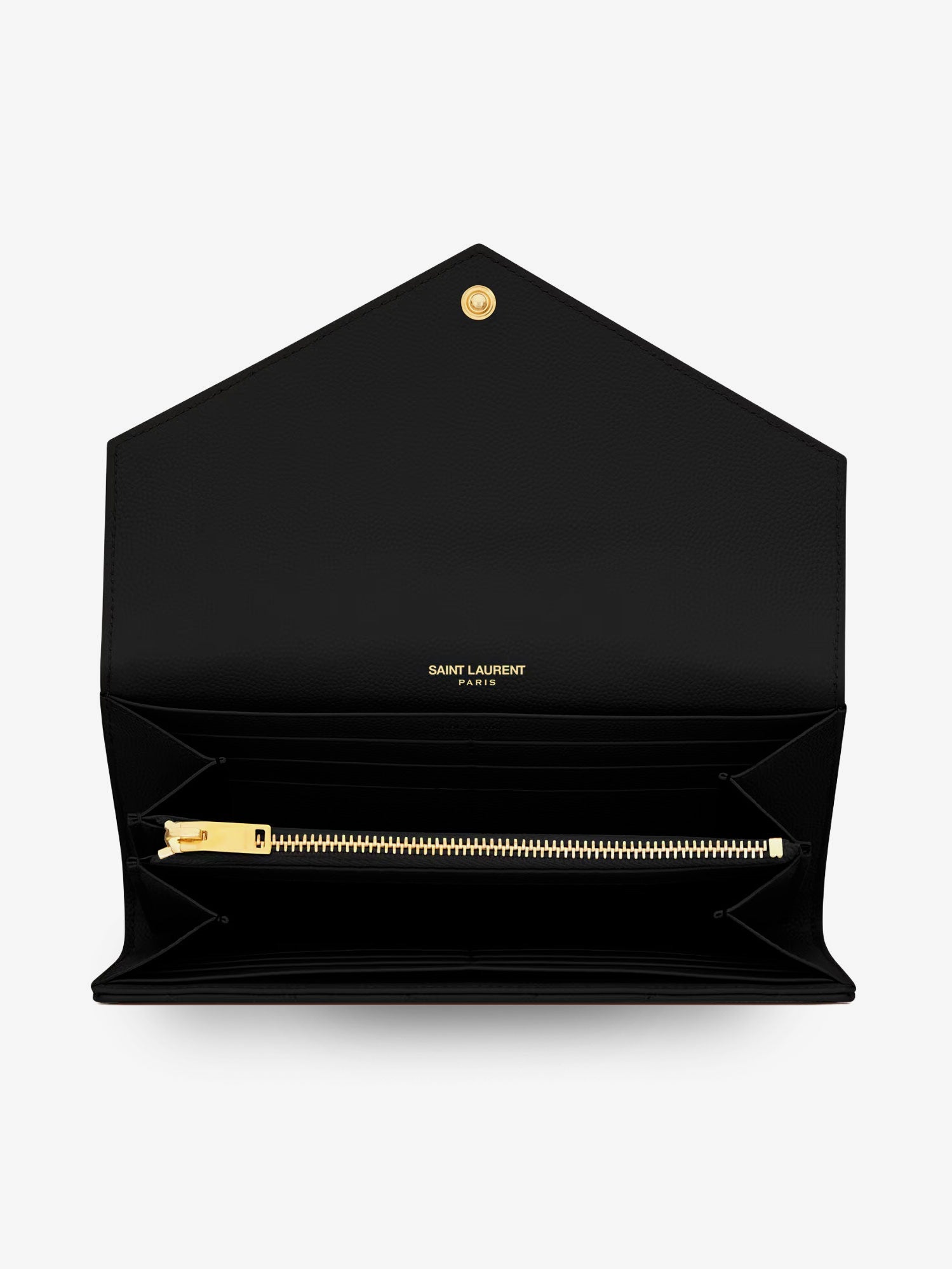 Saint Laurent Leather Wallet With Metal Cassandre Logo