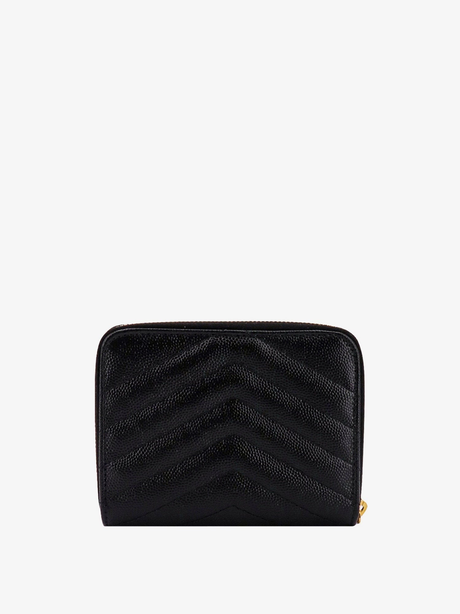 Saint Laurent Quilted Leather Wallet With Metal Cassandre Logo