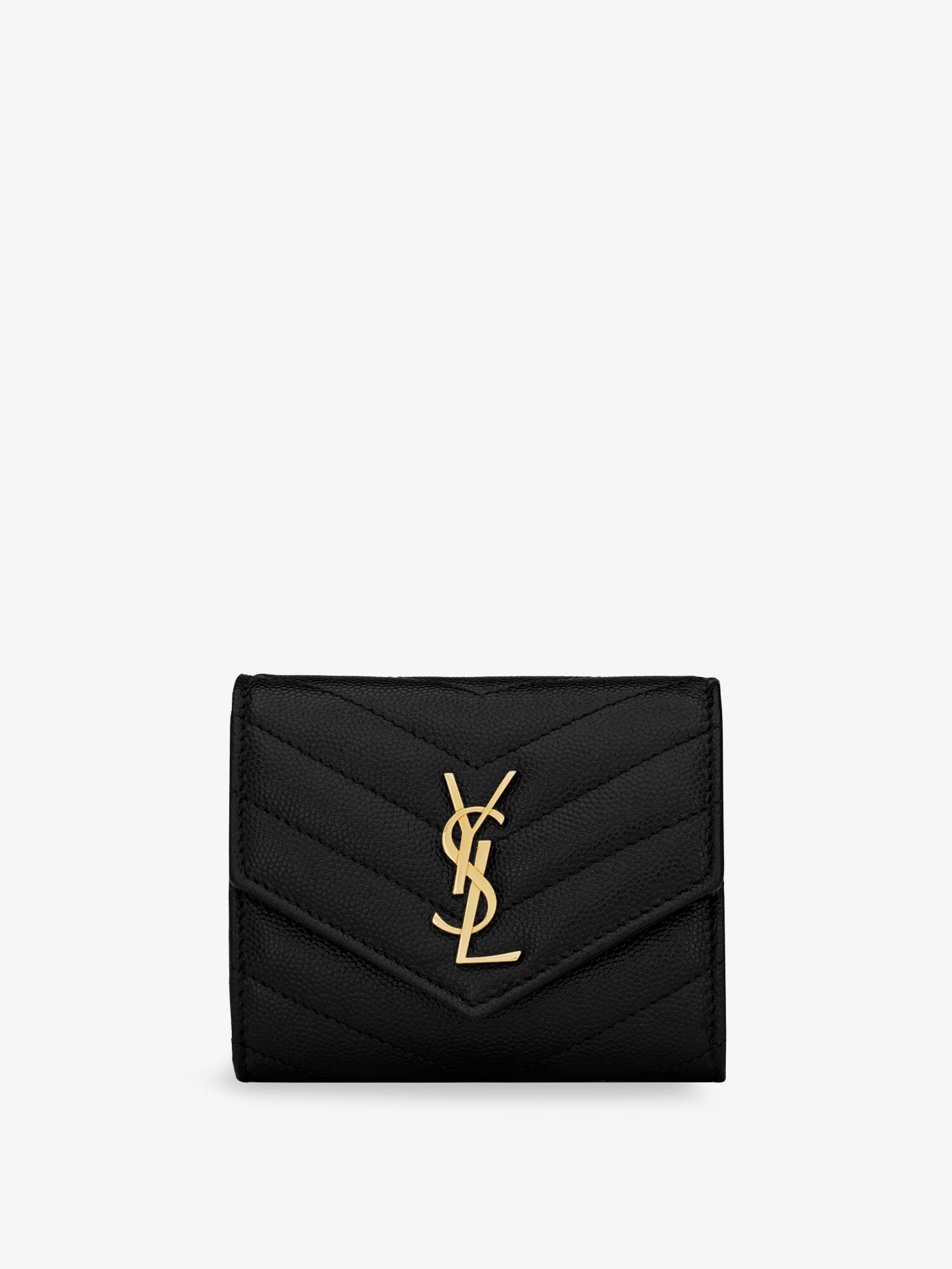 Saint Laurent Quilted Leather Wallet With Cassandre Logo