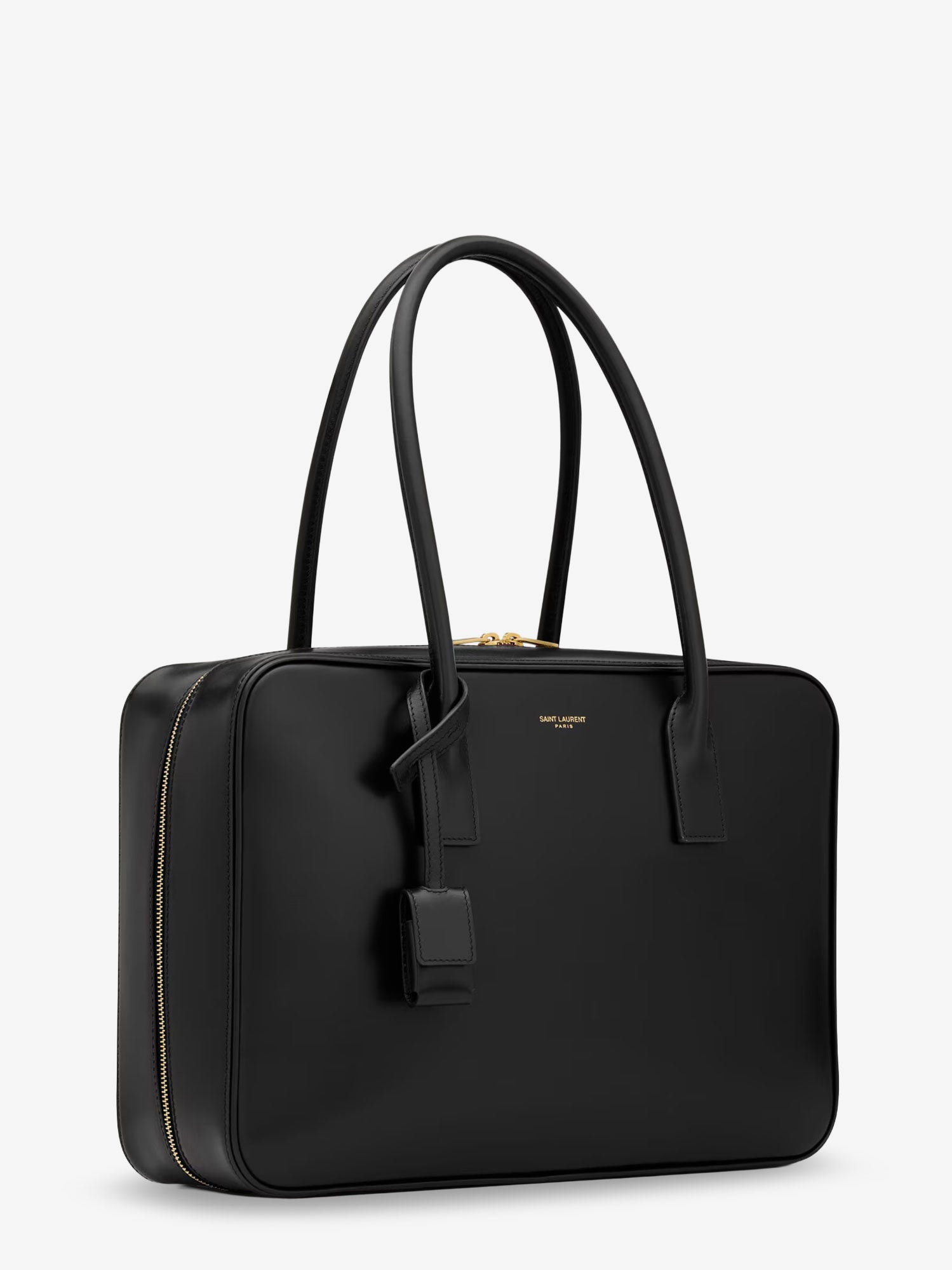 Saint Laurent Sac De Jour In Box Leather Handbag With Metal Padlock Detail