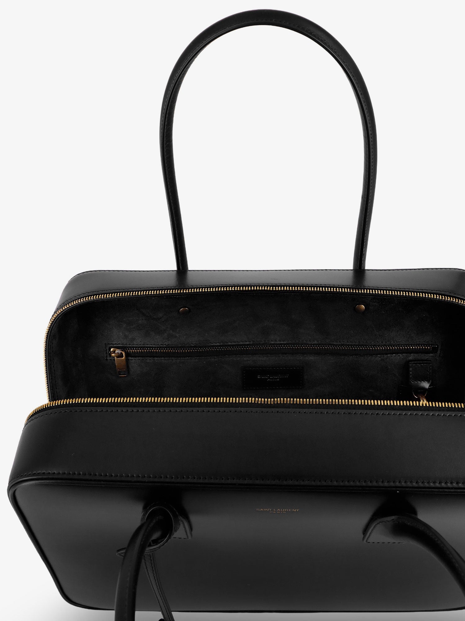 Saint Laurent Sac De Jour In Box Leather Handbag With Metal Padlock Detail