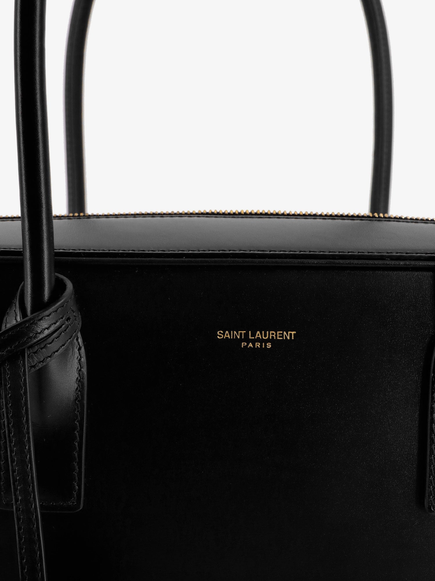 Saint Laurent Sac De Jour In Box Leather Handbag With Metal Padlock Detail