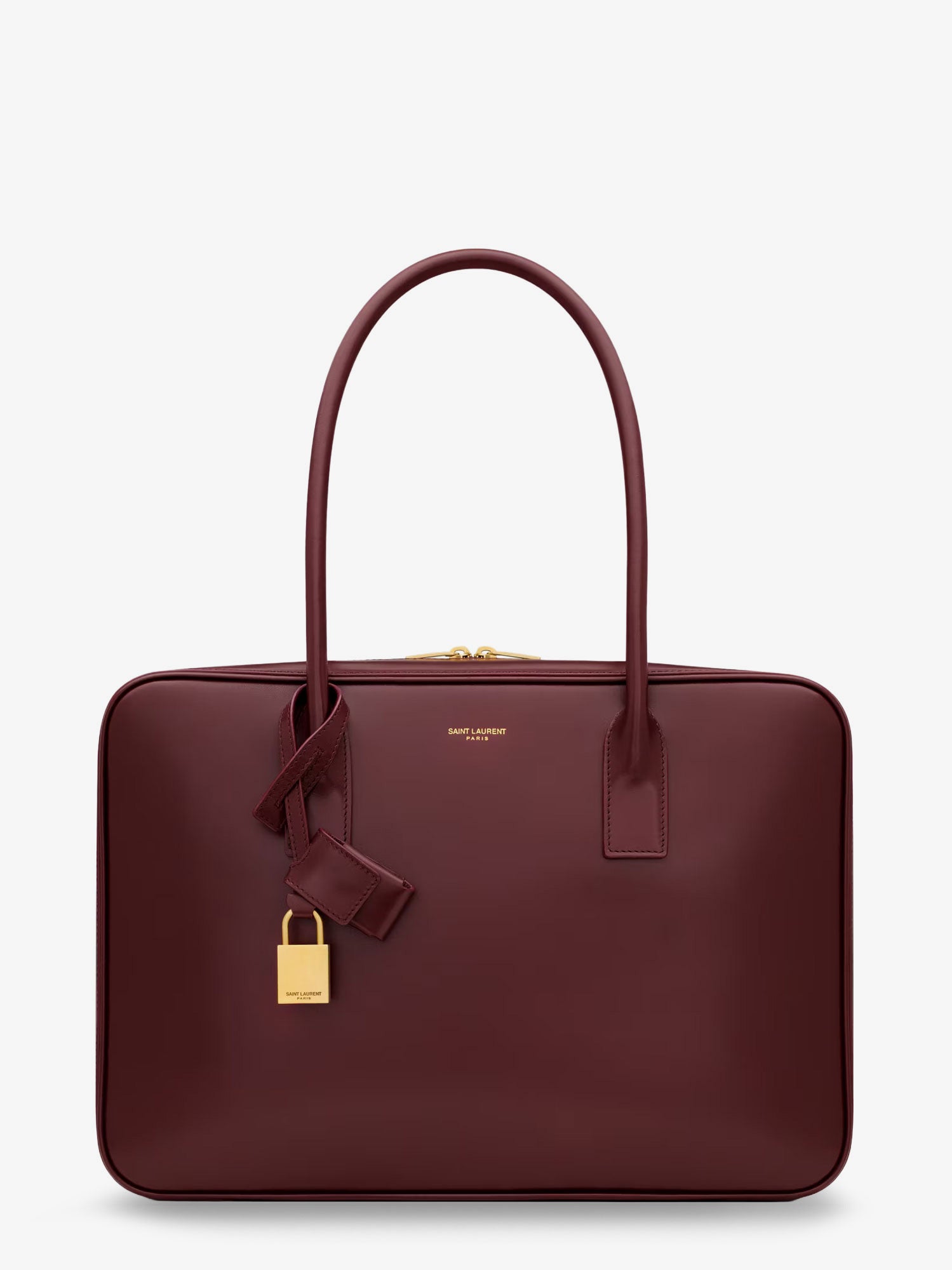 Saint Laurent Sac De Jour In Box Leather Handbag With Metal Lock Detail