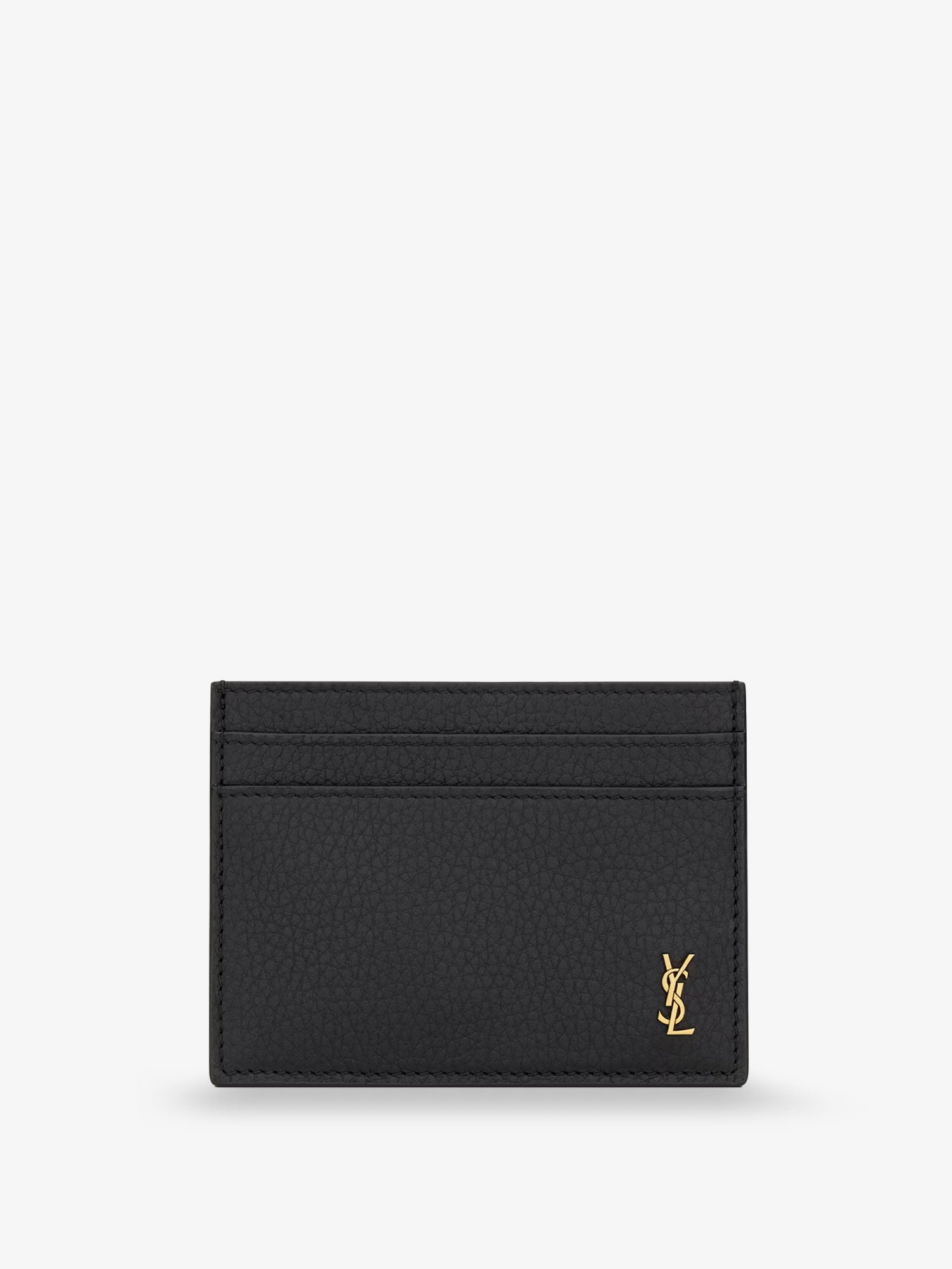 Saint Laurent Tiny Cassandre Hammered Leather Card Holder