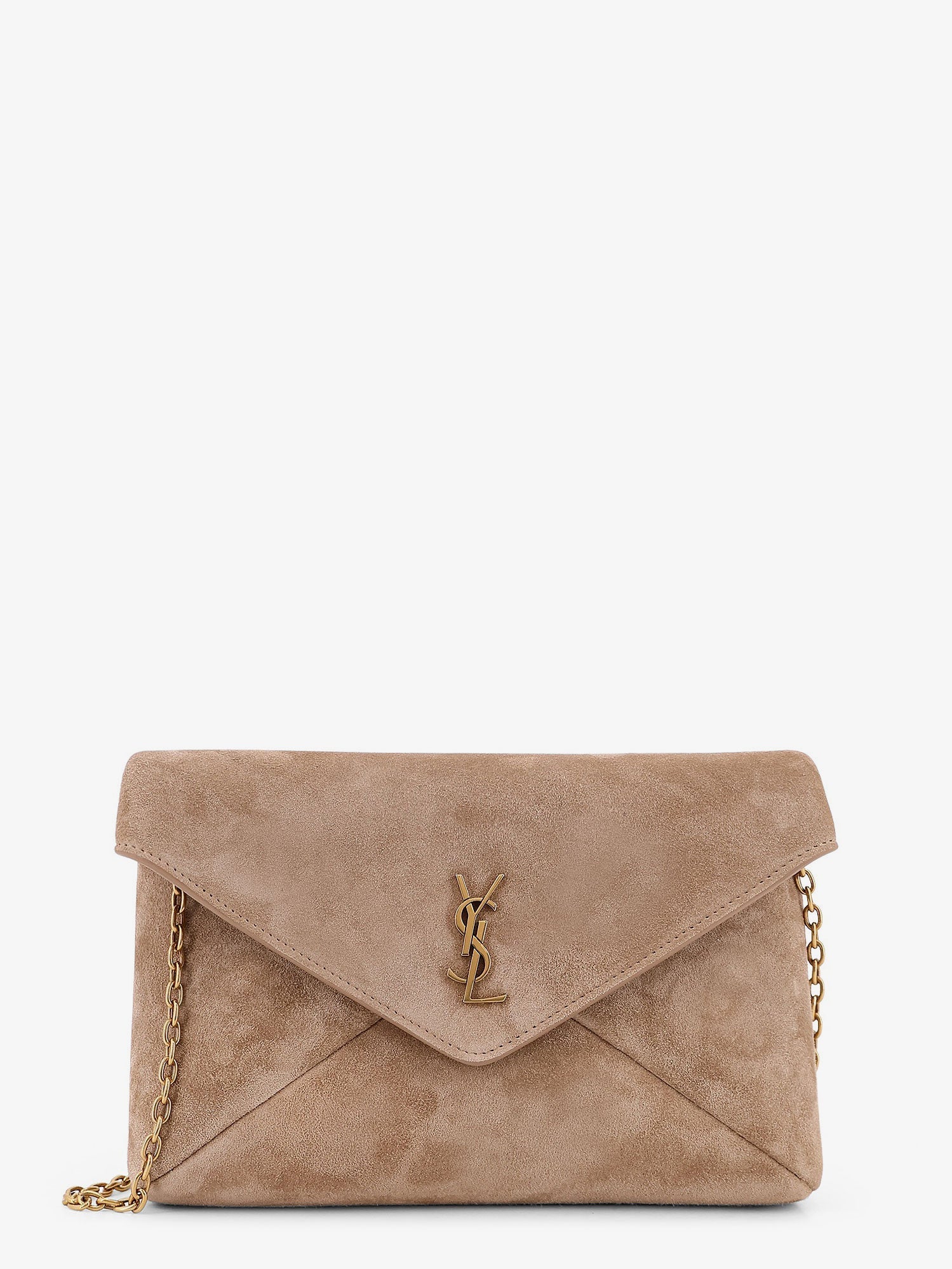 Saint Laurent Suede Crossbody With Metal Cassandre Logo