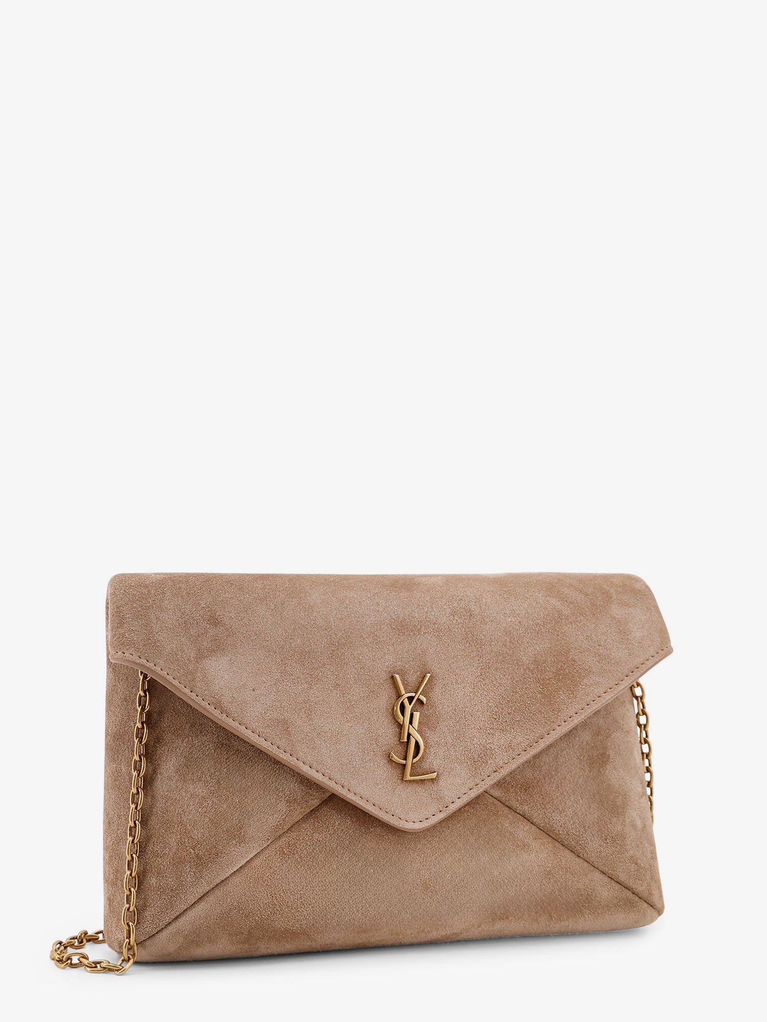 Saint Laurent Suede Crossbody With Metal Cassandre Logo