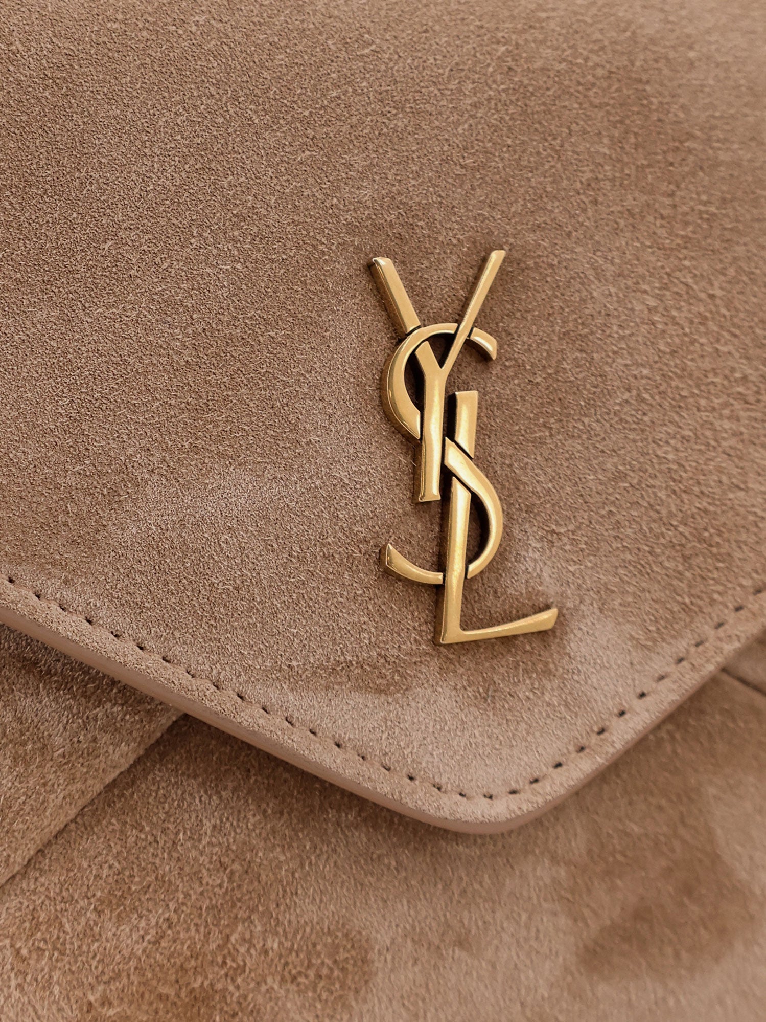 Saint Laurent Suede Crossbody With Metal Cassandre Logo