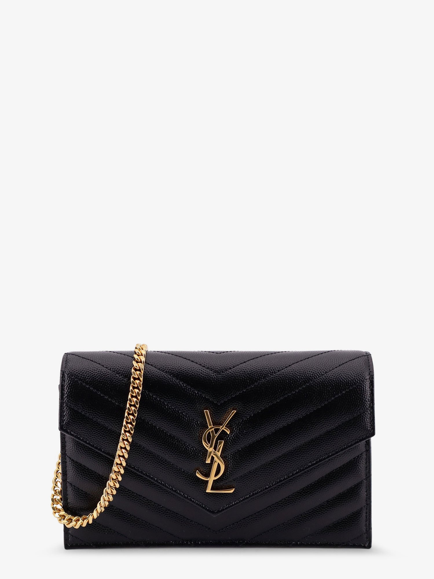 Saint Laurent Leather Crossbody Bag With Metal Cassandra Logo