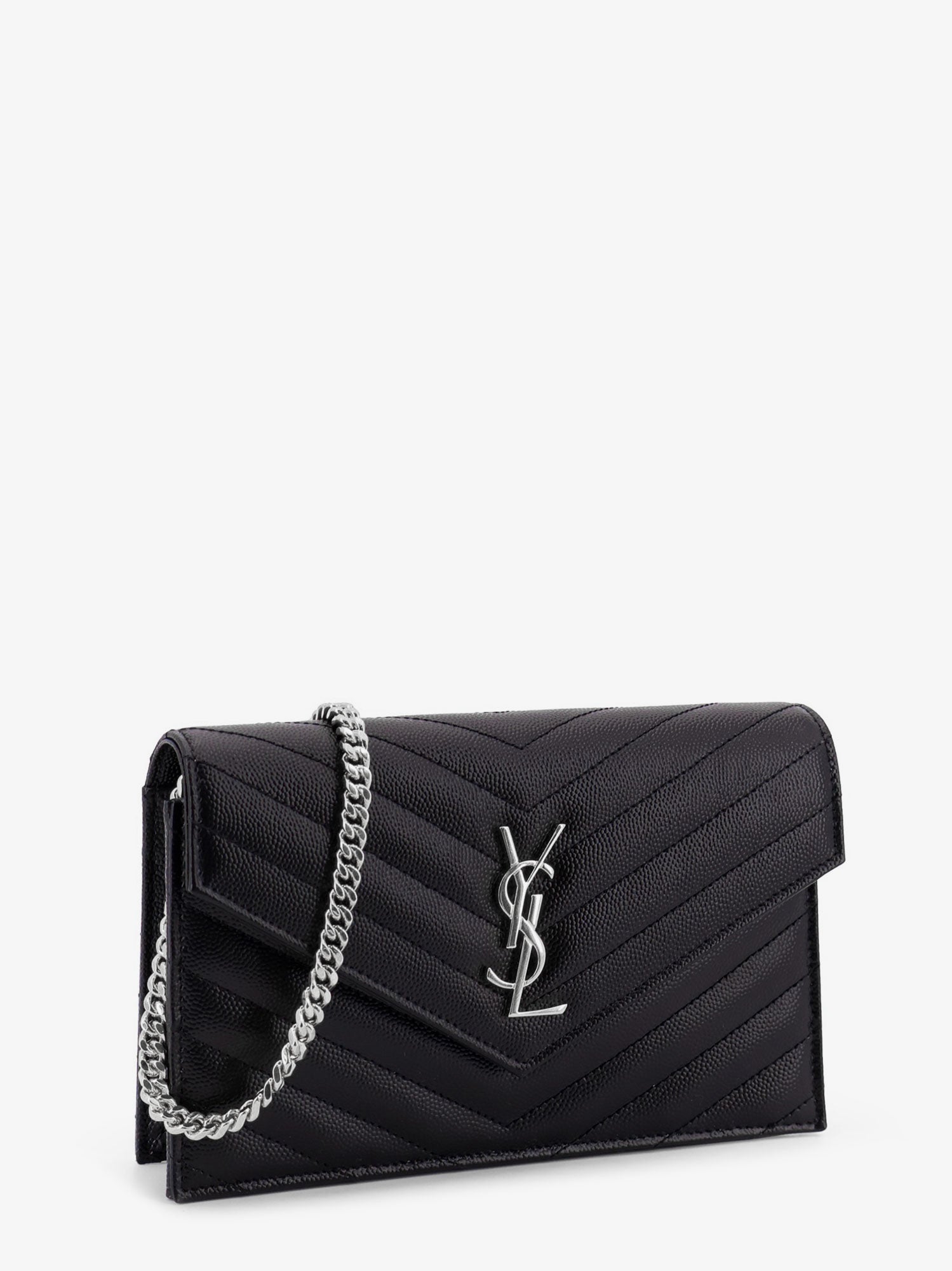 Saint Laurent Envelope Leather Wallet Crossbody Bag With Chain Shoulder Strap