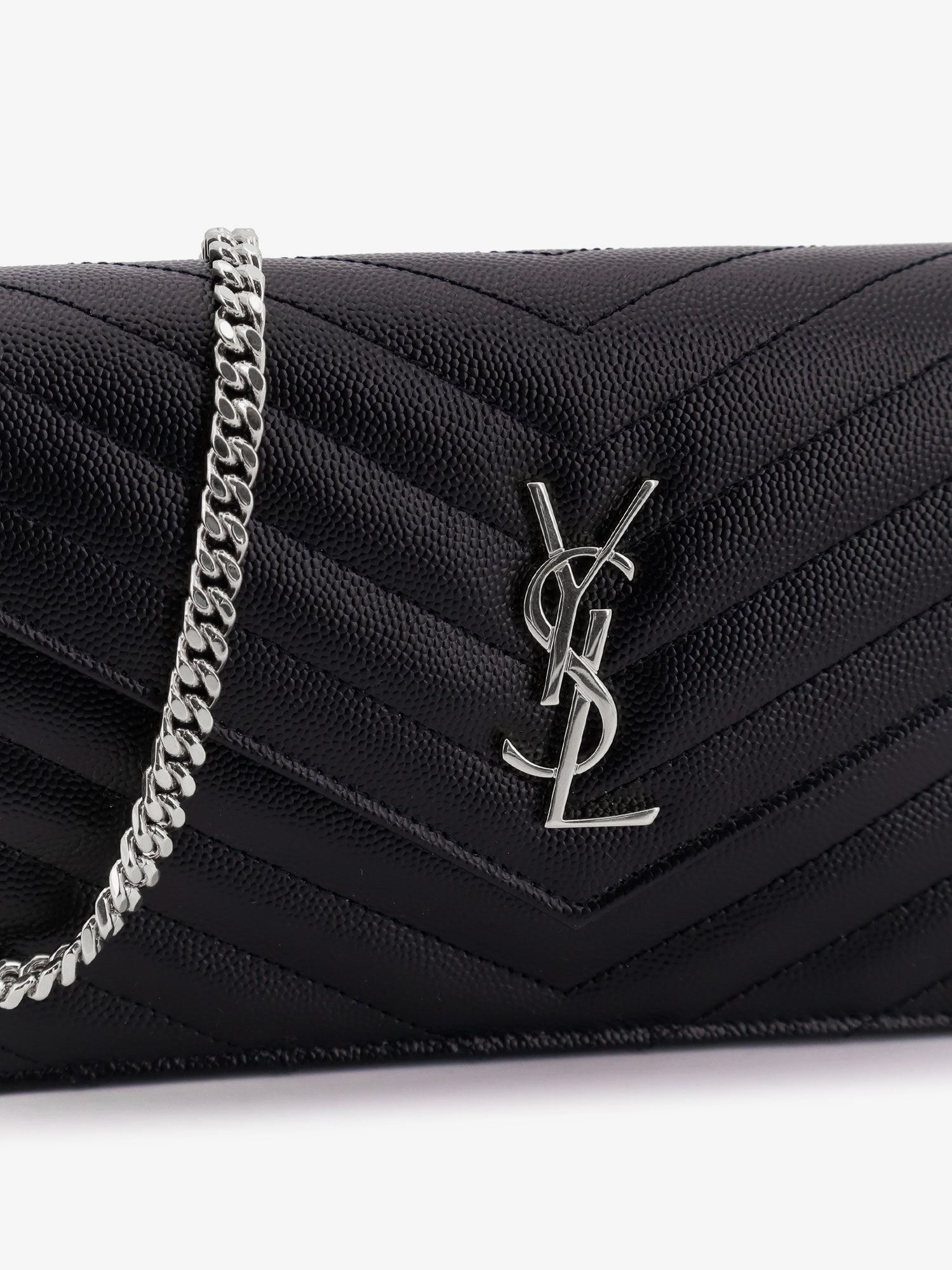 Saint Laurent Envelope Leather Wallet Crossbody Bag With Chain Shoulder Strap